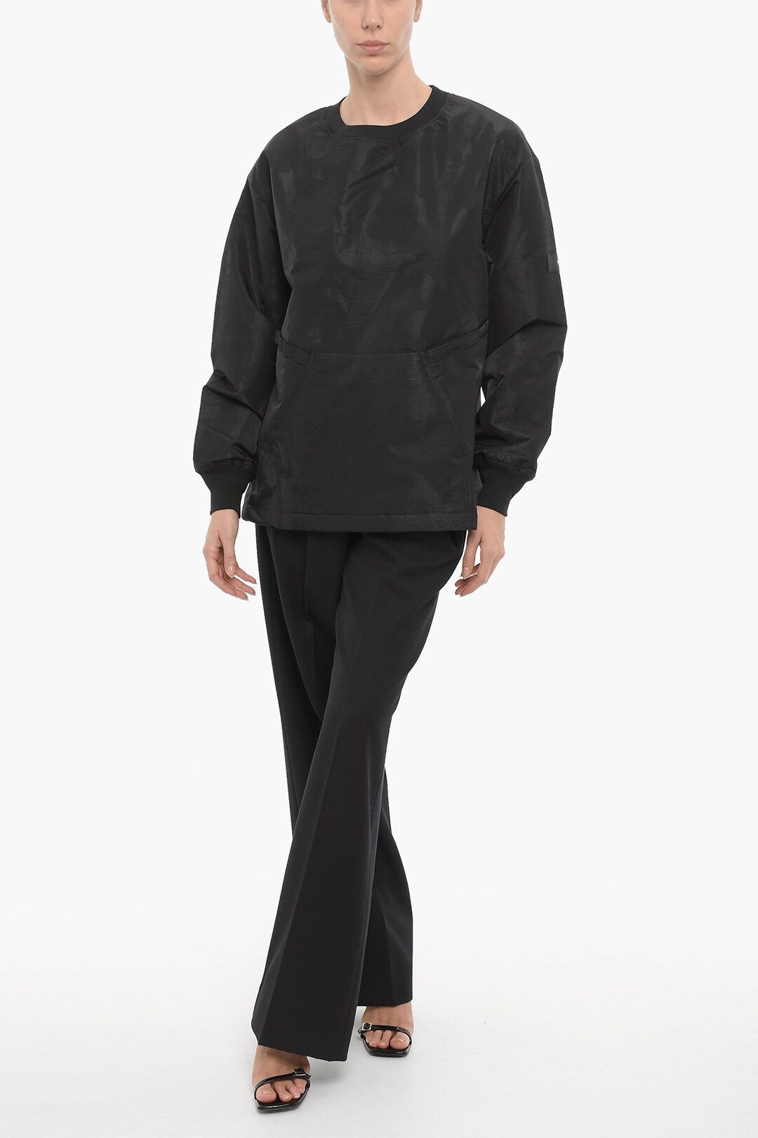 Y-3 × Yohji Yamamoto og1mm0824 Nylon Oversized Fit Crew-Neck Sweatshirt in Black Size S / US 4 / IT 40 - 4 Thumbnail