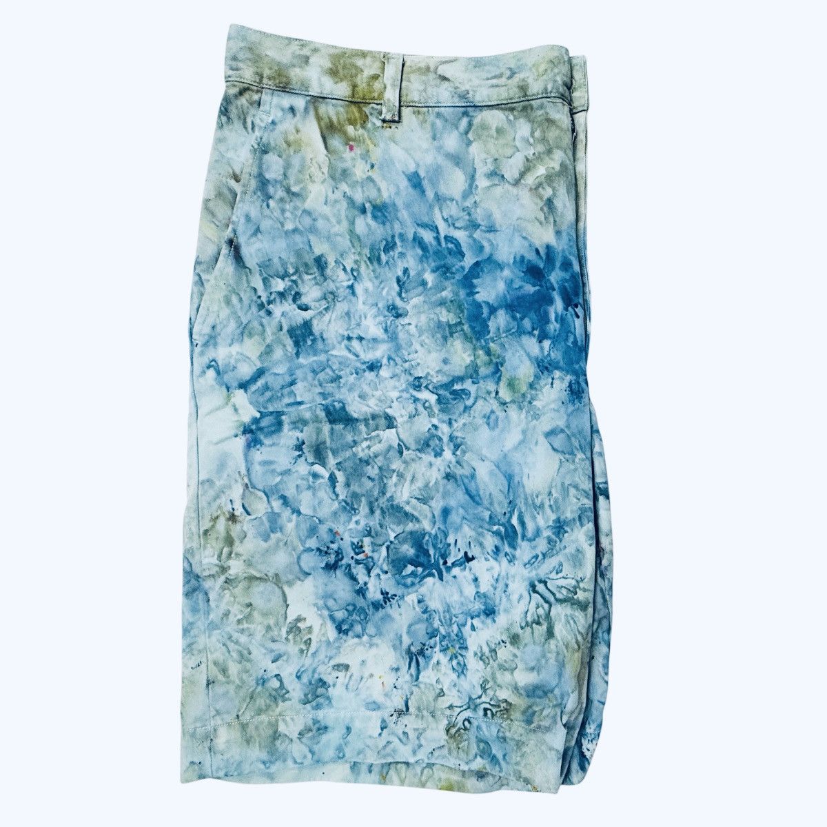 Vintage Upcycled Tie Dye Chino Shorts - Art Dyed w/ Blue wash Size US 38 / EU 54 - 5 Thumbnail