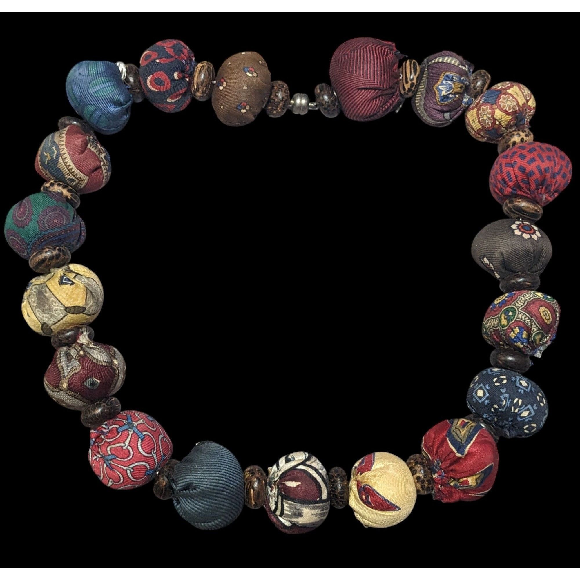 Other Vintage Rustic Silk Kantha Nut Earth Tone Necklace Size ONE SIZE - 1 Thumbnail