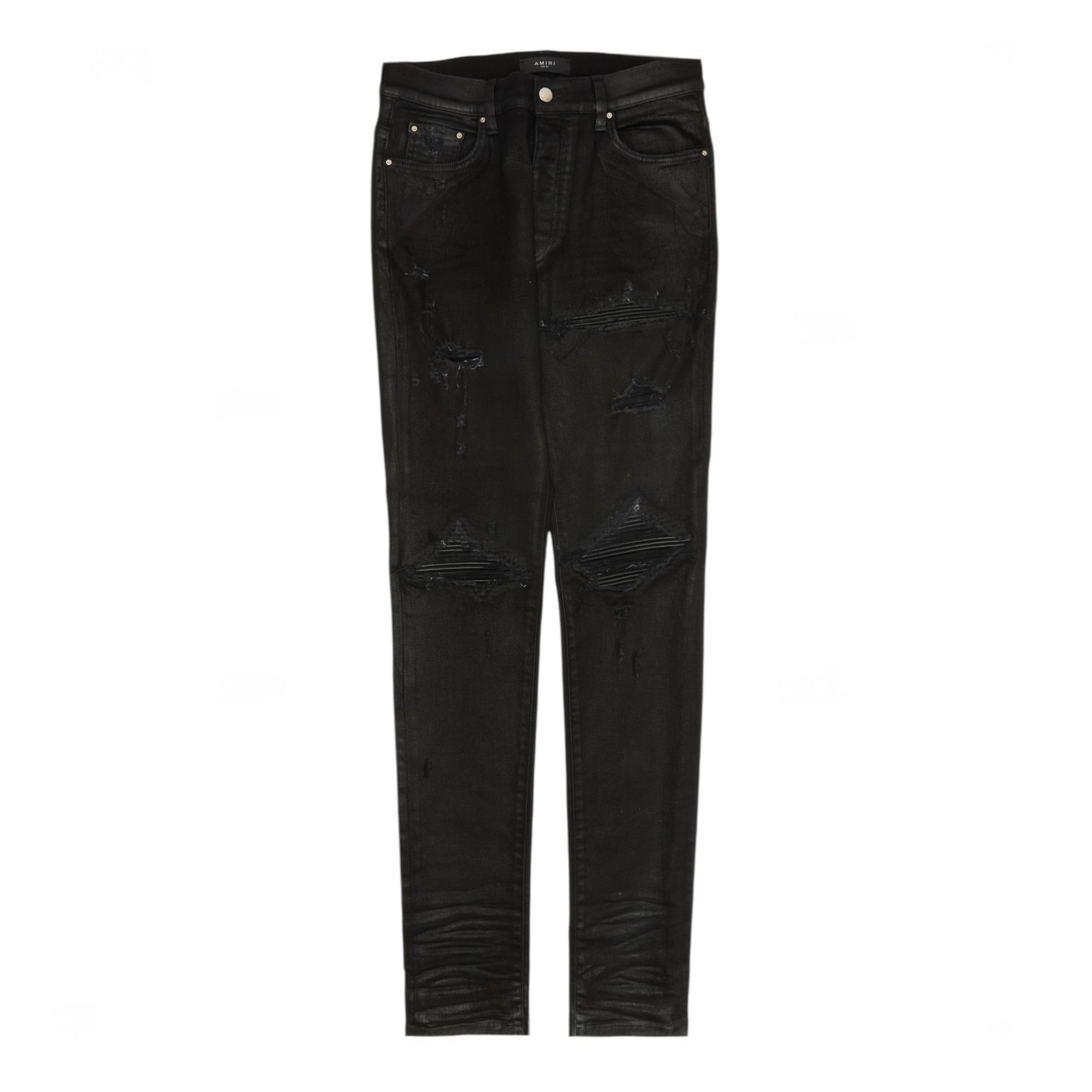 Amiri Amiri MX1 Leather Patch Jeans Waxed Black Size US 34 / EU 50 - 1 Thumbnail