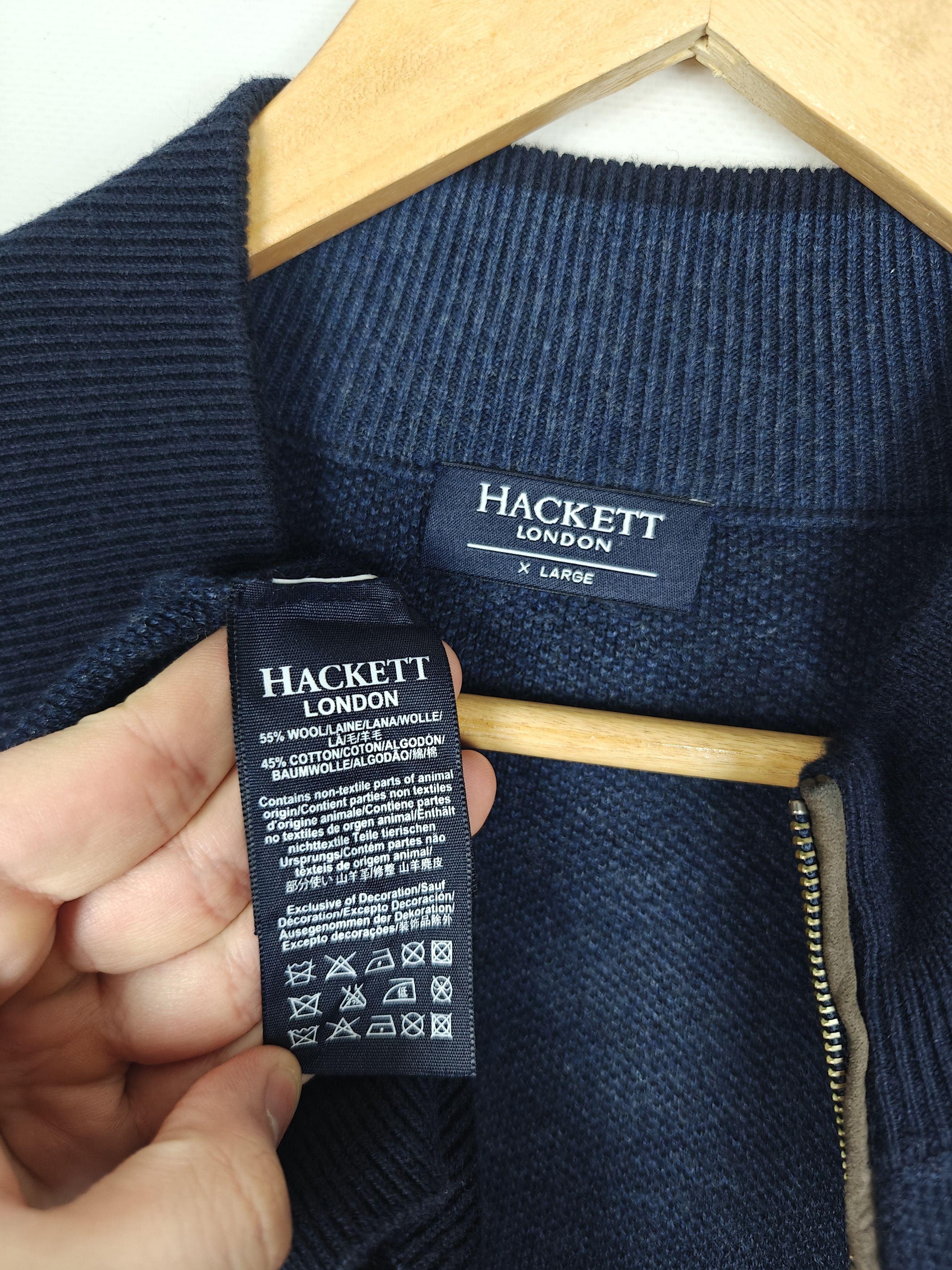 Hackett Hackett London Wool Zip Sweater Pullover Honeycomb XL Size US XL / EU 56 / 4 - 8 Thumbnail