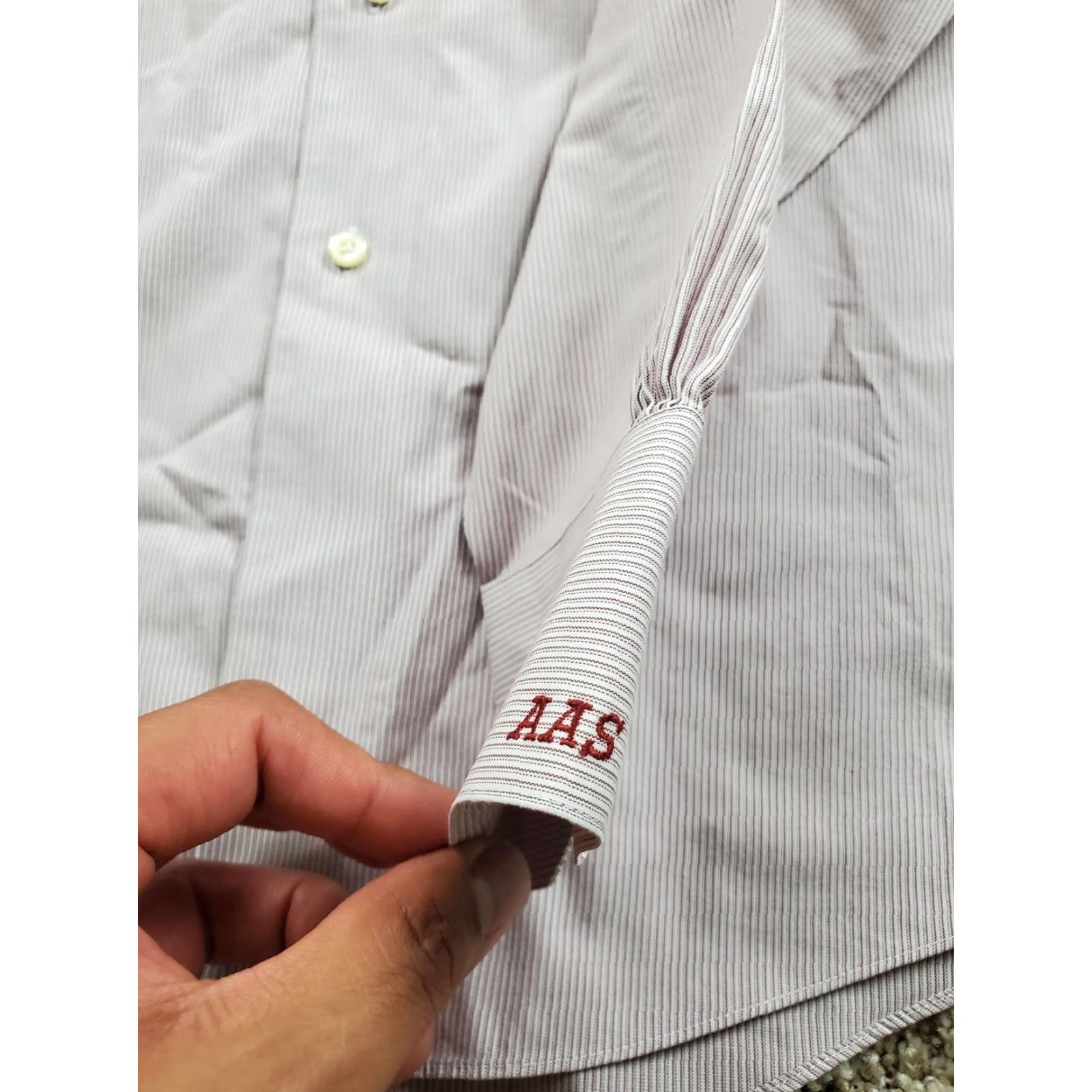 Brooks Brothers Brooks Brothers Dress Shirt Mens 15.5 White Red Pinstriped Cotton Point Collar Size 42R - 3 Thumbnail