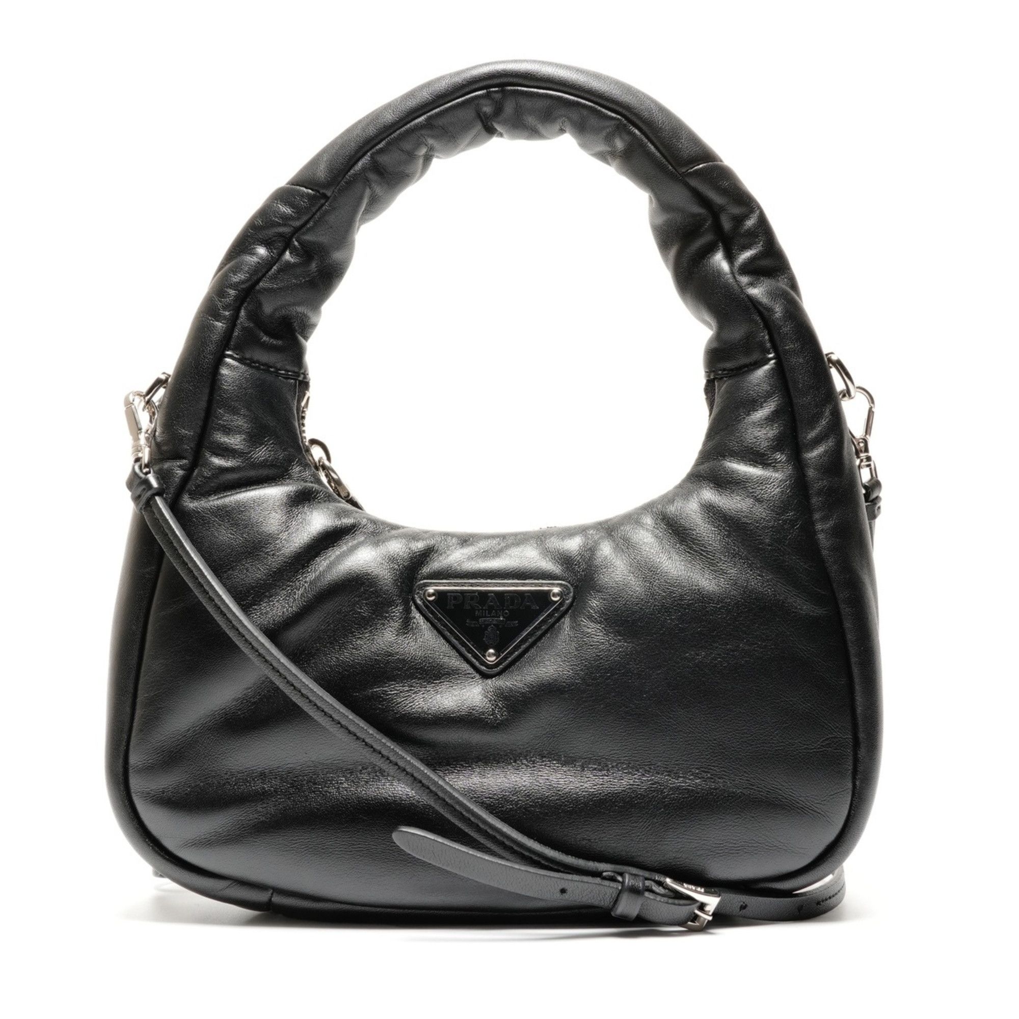 Prada Prada Soft Padded Nappa Leather 2-Way Handbag 1BA384 Black WS26773 Size ONE SIZE - 1 Thumbnail