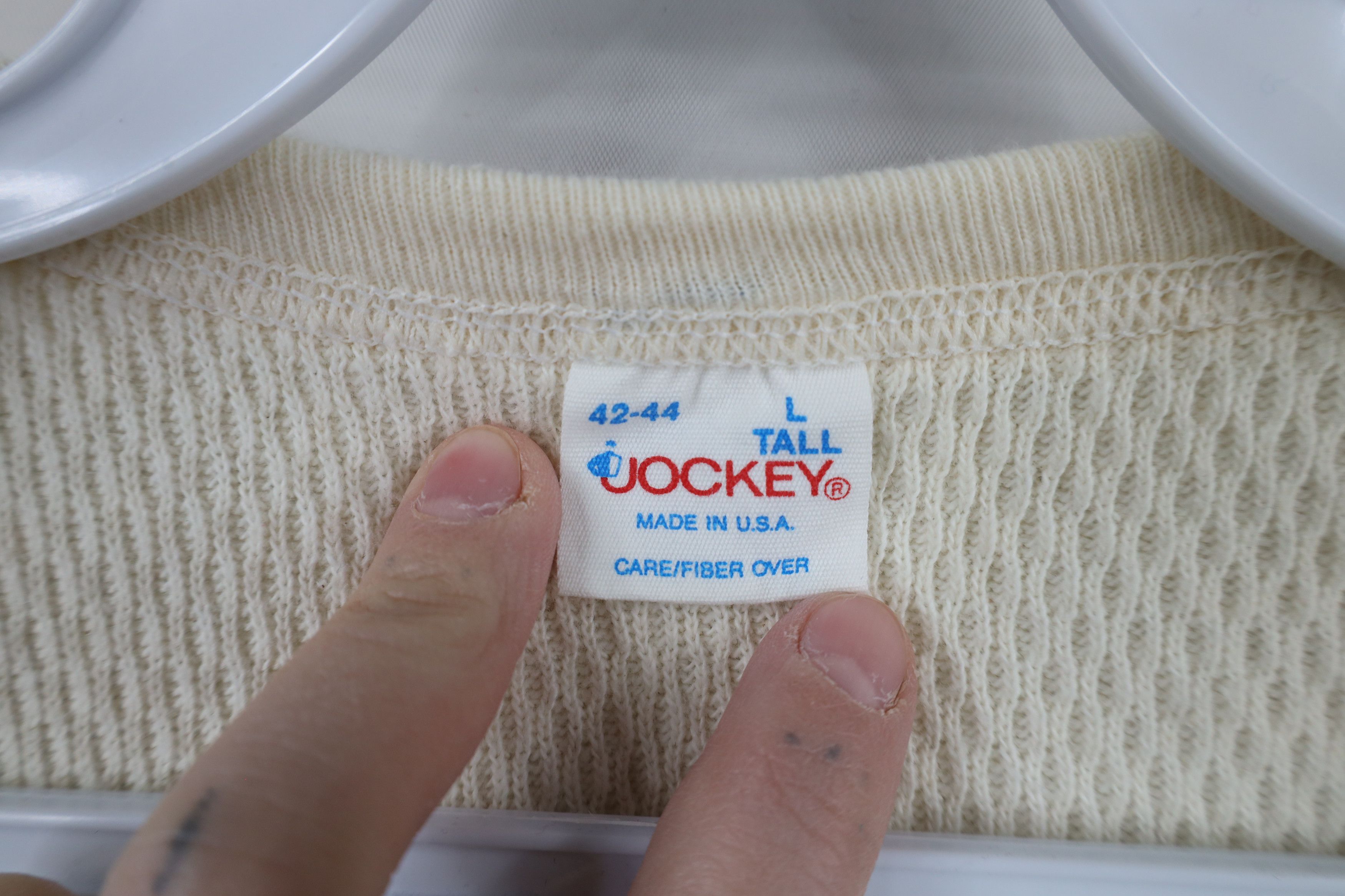 Vintage Vintage 70s Jockey Thermal Waffle Knit T-Shirt Cream USA Size US L / EU 52-54 / 3 - 4 Thumbnail