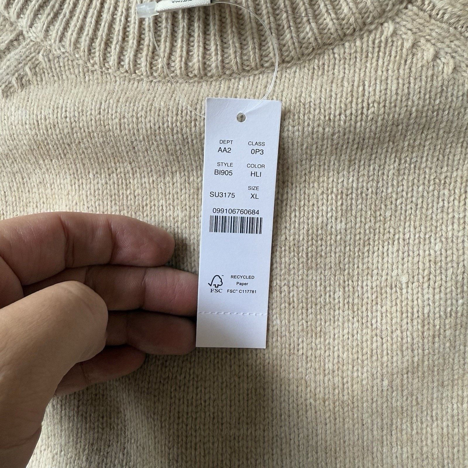 J.Crew J Crew Rugged Merino Sweater XL Beige Wool Knit Pullover Size US XL / EU 56 / 4 - 8 Thumbnail