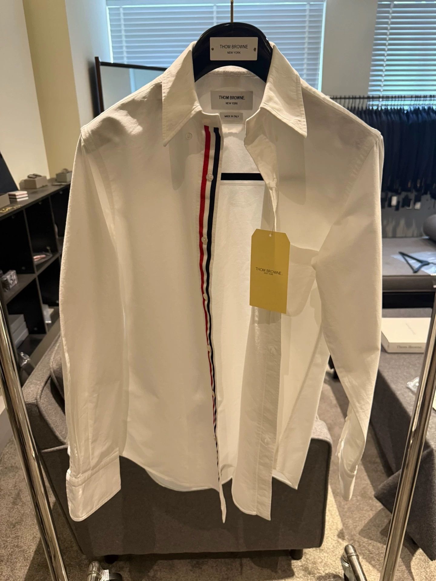 Thom Browne Thom Browne Classic 3-Color Placket Oxford Shirt White 2 Size US M / EU 48-50 / 2 - 1 Thumbnail