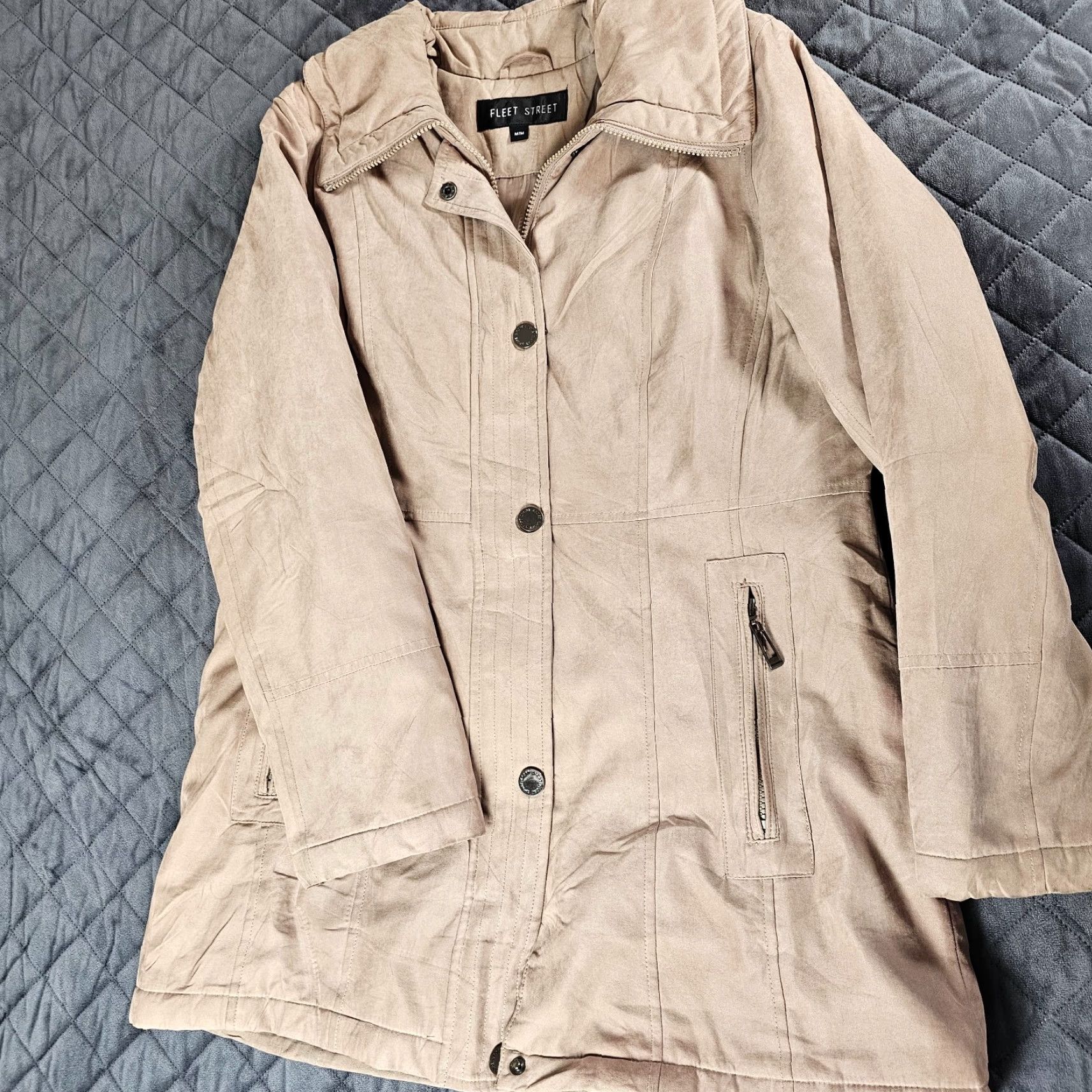 Vintage VINTAGE Fleet Street WOMEN'S Beige Jacket SIZE M Adjustable Warm Zip Button Regular Jacket Women Size M / US 6-8 / IT 42-44 - 7 Thumbnail