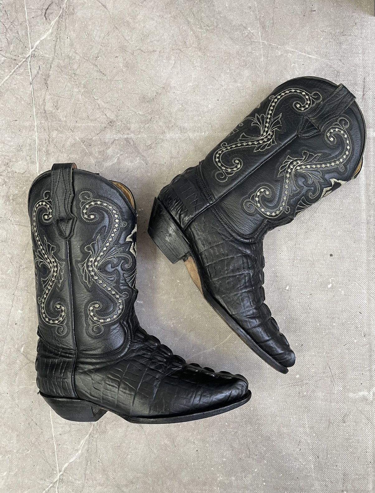 Western Rise D’Emanuel Black Western Boots 90s Exotic aligator leather Size US 8 / EU 41 - 2 Thumbnail