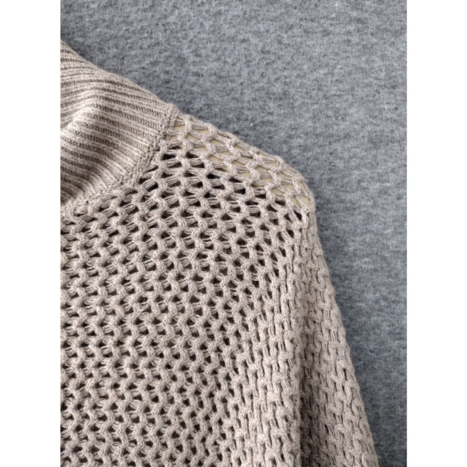 Loft LOFT Ann Taylor Beige Turtleneck Sweater Kangaroo Pocket Shirt Womens S Pullover Open-Knit Knit Solid Fall Winter Cozy Comfort Size S / US 4 / IT 40 - 7 Thumbnail