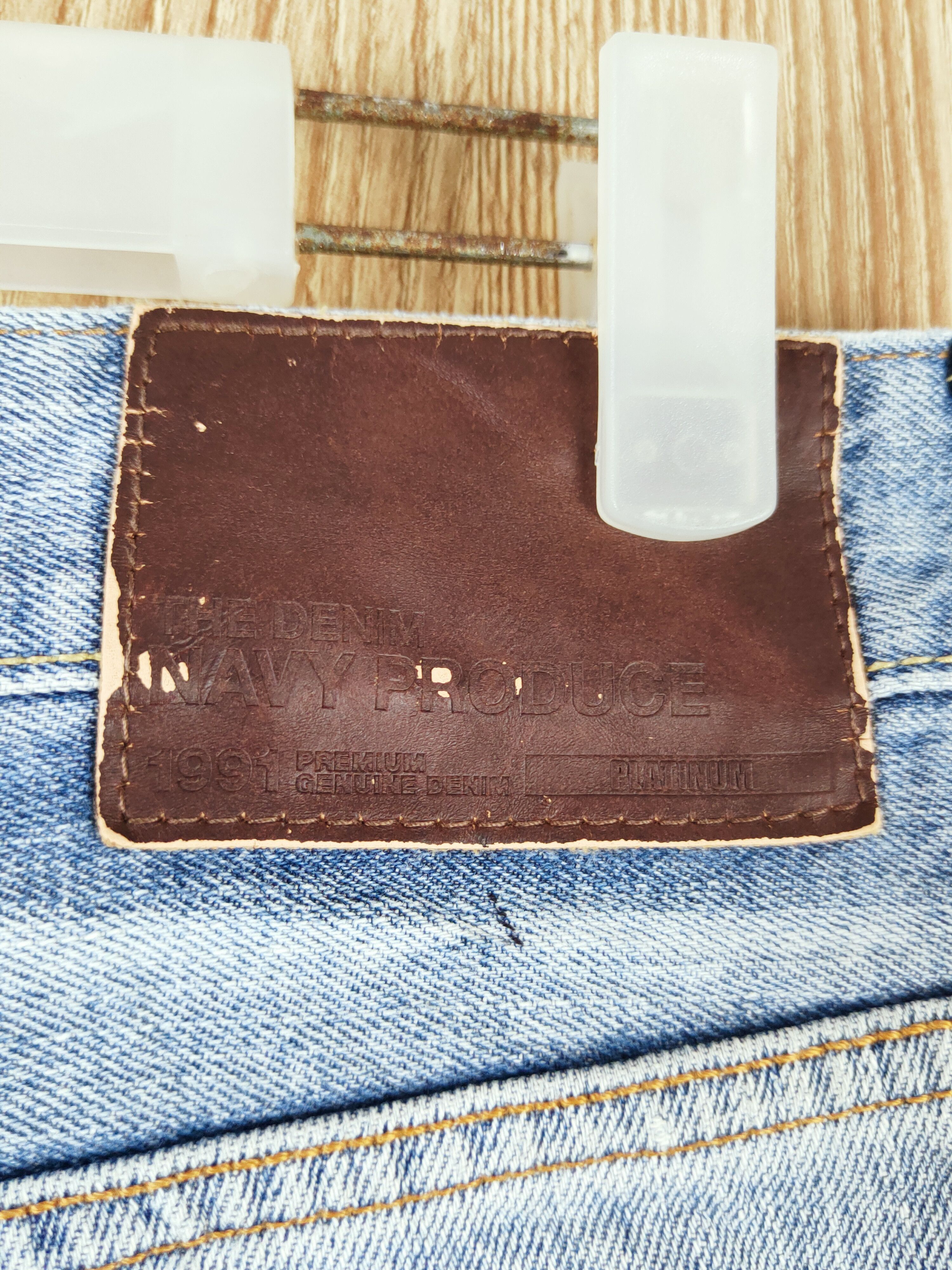 Japanese Brand × Vintage 1991 Navy Produce Blue Distressed Ripped Jeans Size US 32 / EU 48 - 9 Thumbnail
