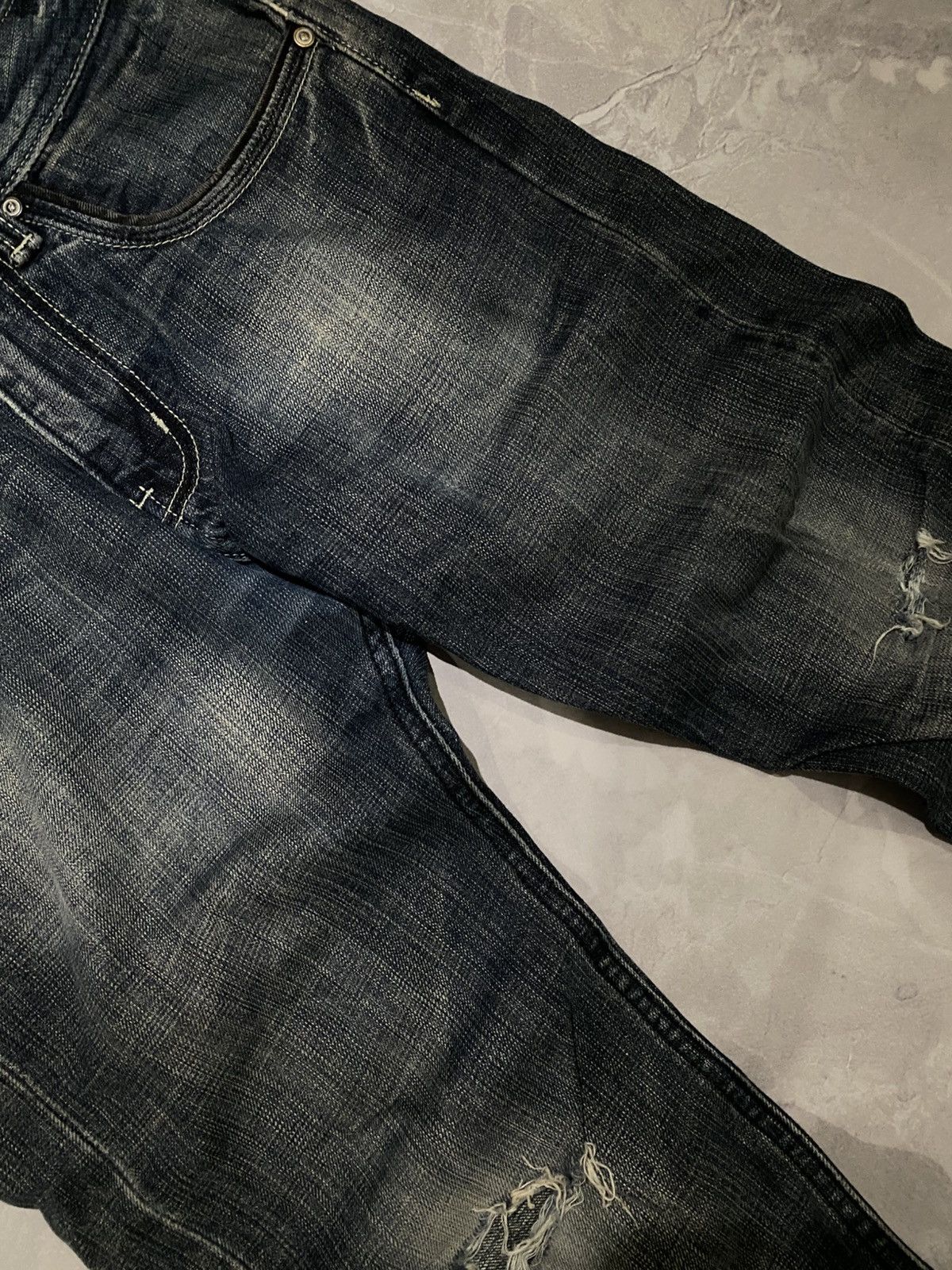 Lee Lee Raw Grunge Destroyed Washed Jean / Drip Slim Y2K Size US 28 / EU 44 - 4 Thumbnail