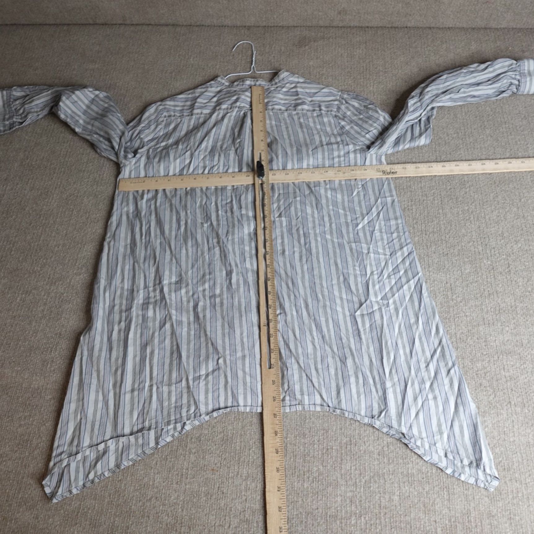 Theory Elizabeth & Jane Womens Blouse Medium Blue Striped 100% Silk Fiber Popover Button Collar Size M / US 6-8 / IT 42-44 - 7 Thumbnail