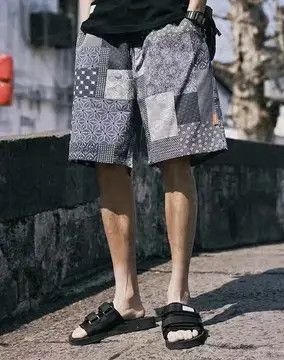 20SS Indigo Union Japan Blue Patchwork Aloha Shorts
