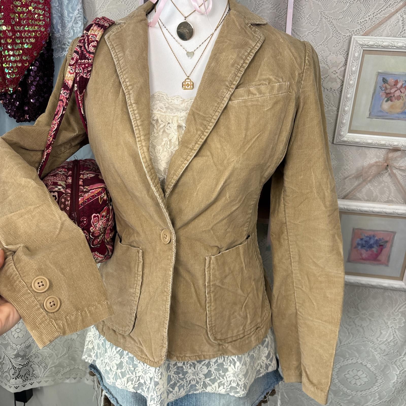 Gap y2k corduroy fitted button up jacket Size XS / US 0-2 / IT 36-38 - 3 Thumbnail