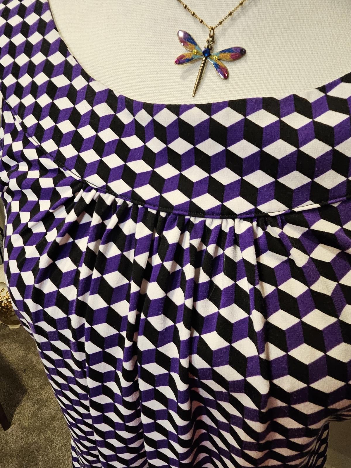 Calvin Klein Calvin Klein Geometric Pattern Top in Purple and Black Size M / US 6-8 / IT 42-44 - 5 Thumbnail