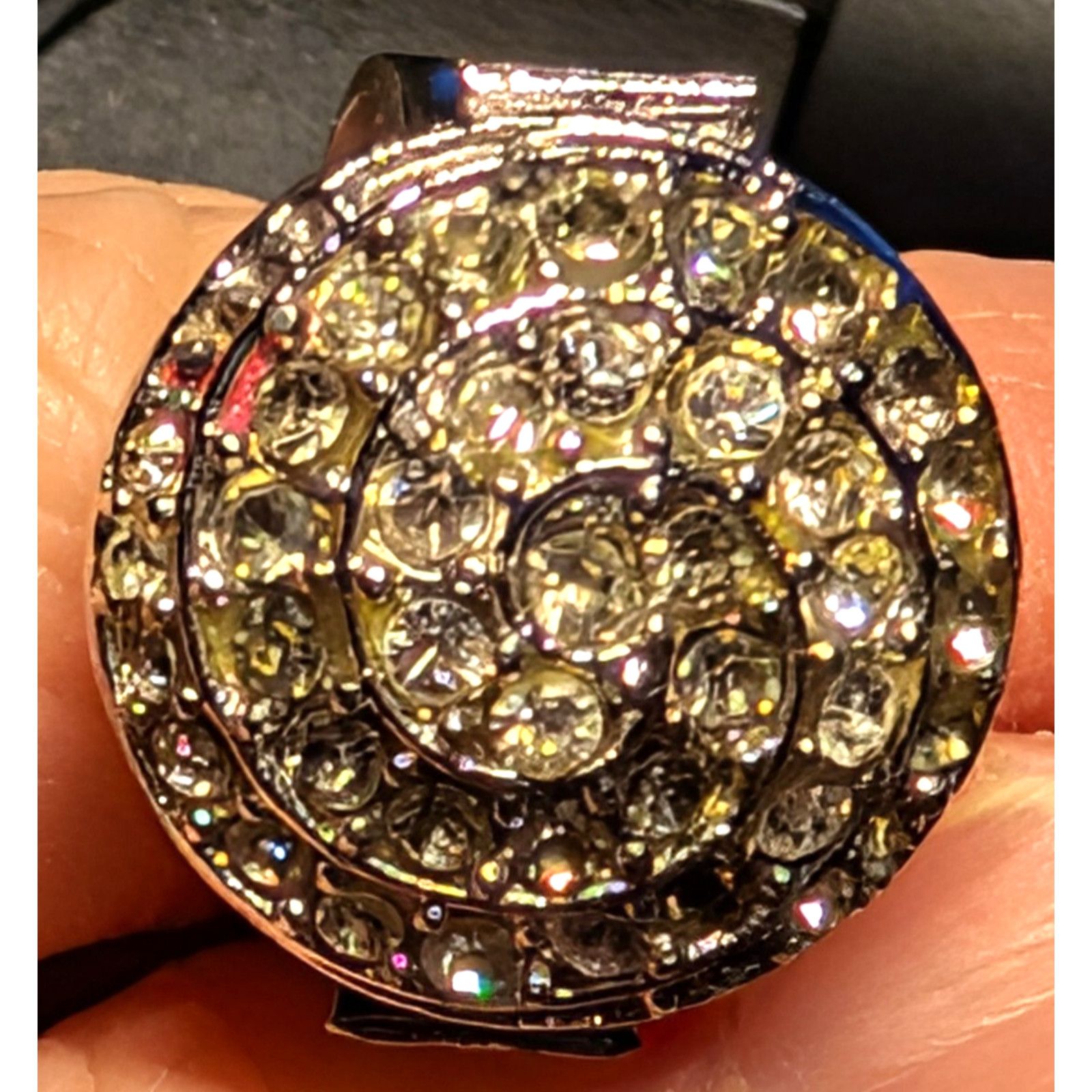 MCM Cocktail Dome Cluster Rhinestone? Ring MCM Adj. Costume Ring Size ONE SIZE - 1 Thumbnail