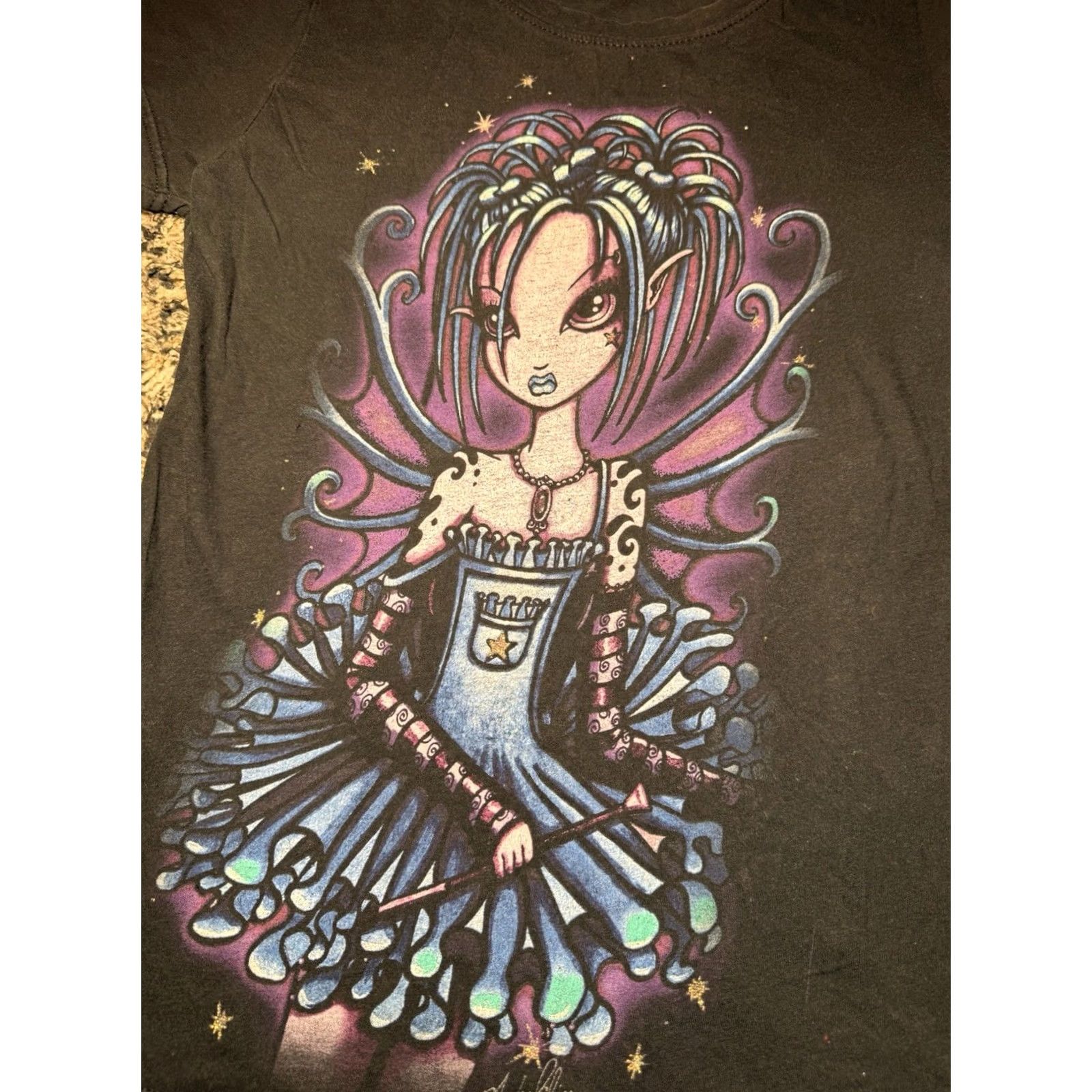 Hot Topic VINTAGE Myka Jelina Piper Fairy Emo Goth Hot Topic T-Shirt Woman’s M Black Short Sleeve Crew Neck Slim Juniors 100% Cotton Size M / US 6-8 / IT 42-44 - 2 Thumbnail