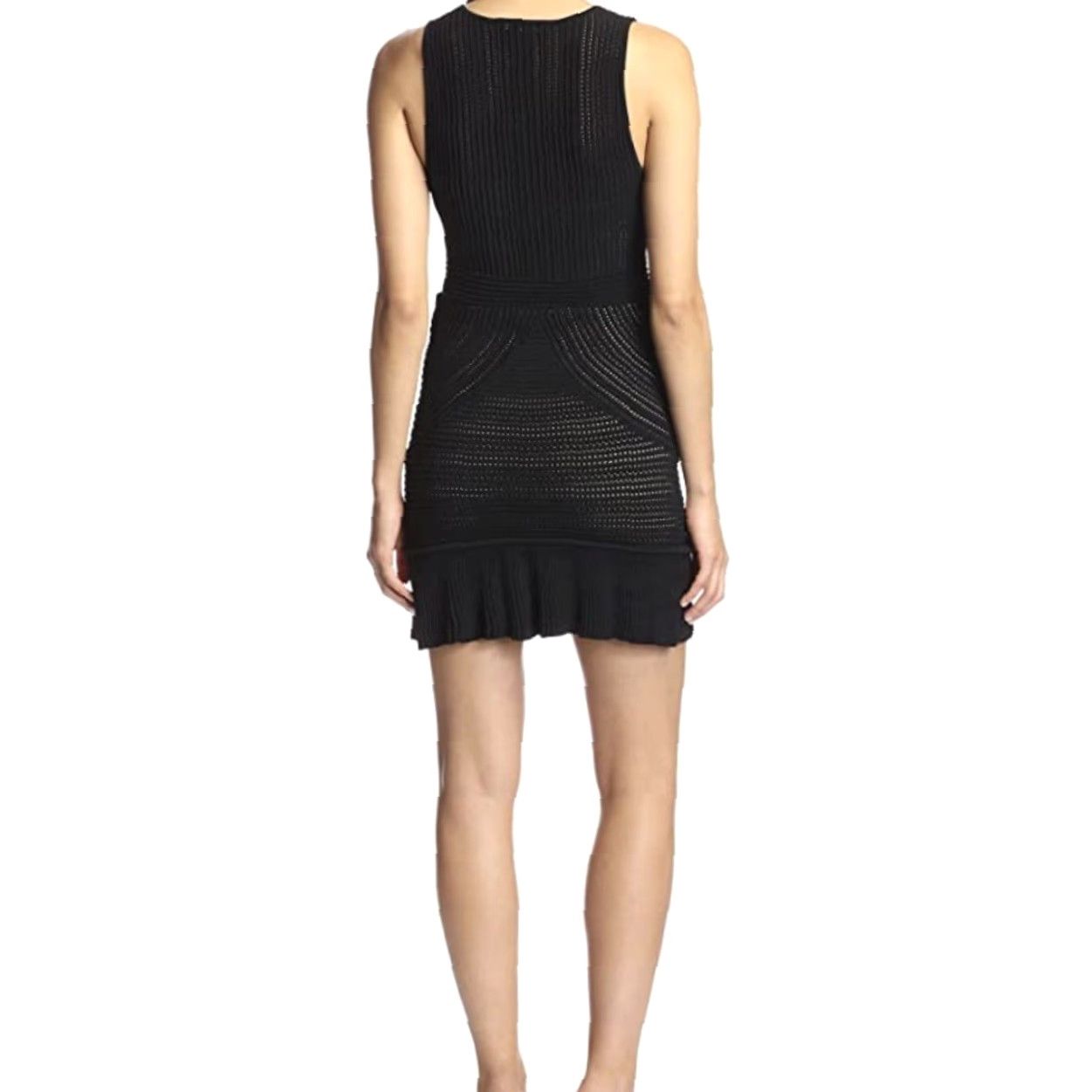 Ronny Kobo Ronny Kobo Jodi Pointelle Sleeveless Mini Cocktail Dress Black S Women's Dress Short V-Neck, Bodycon, Party/Cocktail, Solid, Knit, Dry Clean Only Size S / US 4 / IT 40 - 2 Thumbnail