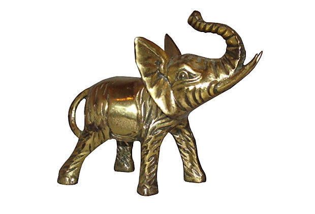 Designer Lucky Brass Elephant Statue Size ONE SIZE - 2 Thumbnail