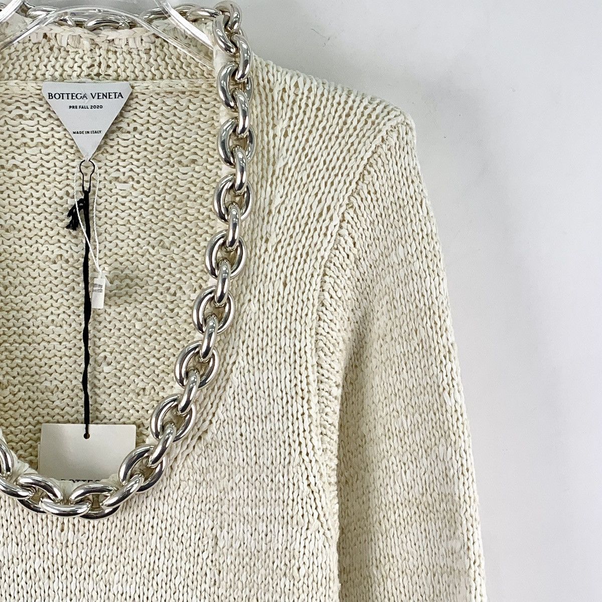 Bottega Veneta Bottega Veneta Beige Chain Long Sleeve Knit Dress K26WX Size S / US 4 / IT 40 - 3 Thumbnail