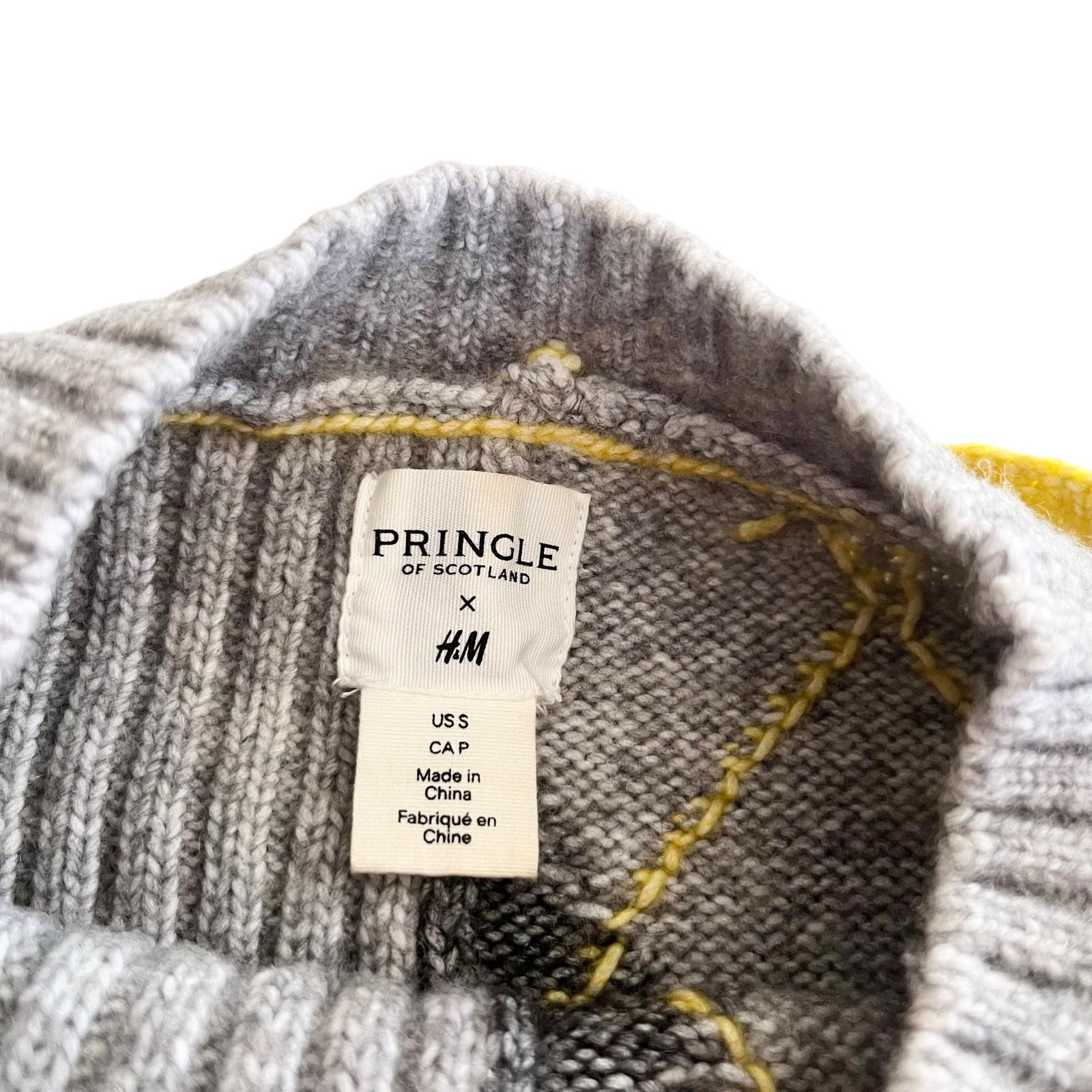 H&M Pringle of Scotland x H&M Gray Argyle Crewneck Sweater Size S / US 4 / IT 40 - 8 Thumbnail