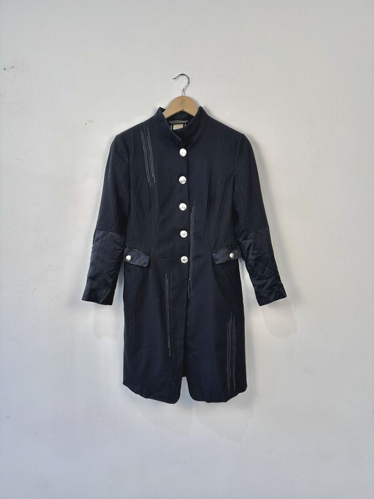 Marithe + Francois Girbaud Vintage Marithé François Girbaud Black Wool Long Jacket Coat Size M / US 6-8 / IT 42-44 - 1 Thumbnail