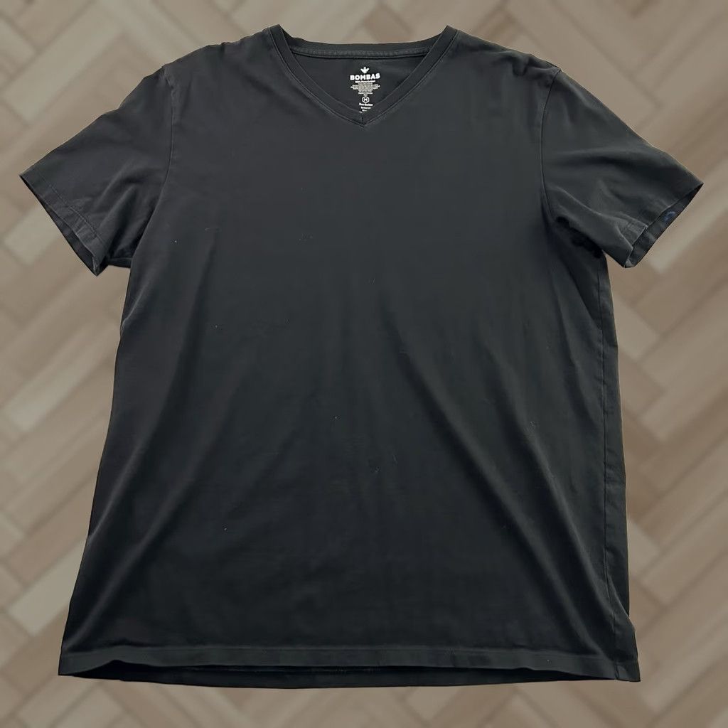 Vintage Bombas Short Sleeve T-Shirt Black 100% Pima Cotton V-Neck Men's M Size US M / EU 48-50 / 2 - 1 Thumbnail