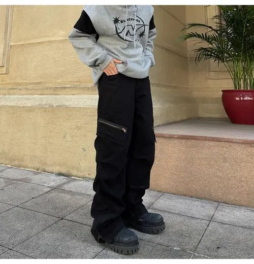 Vintage Kimiko x Miyo Stylish Black Cargo Pants with Zipper Details Size US 33 - 5 Thumbnail