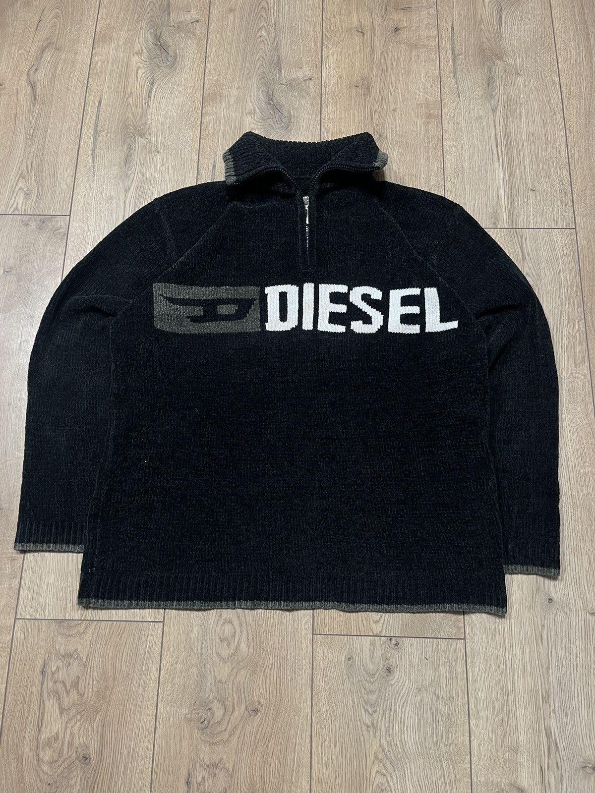Diesel × Vintage Vintage Diesel 1/4 Zip Red Knit Sweater Y2K Logo Size US L / EU 52-54 / 3 - 1 Thumbnail