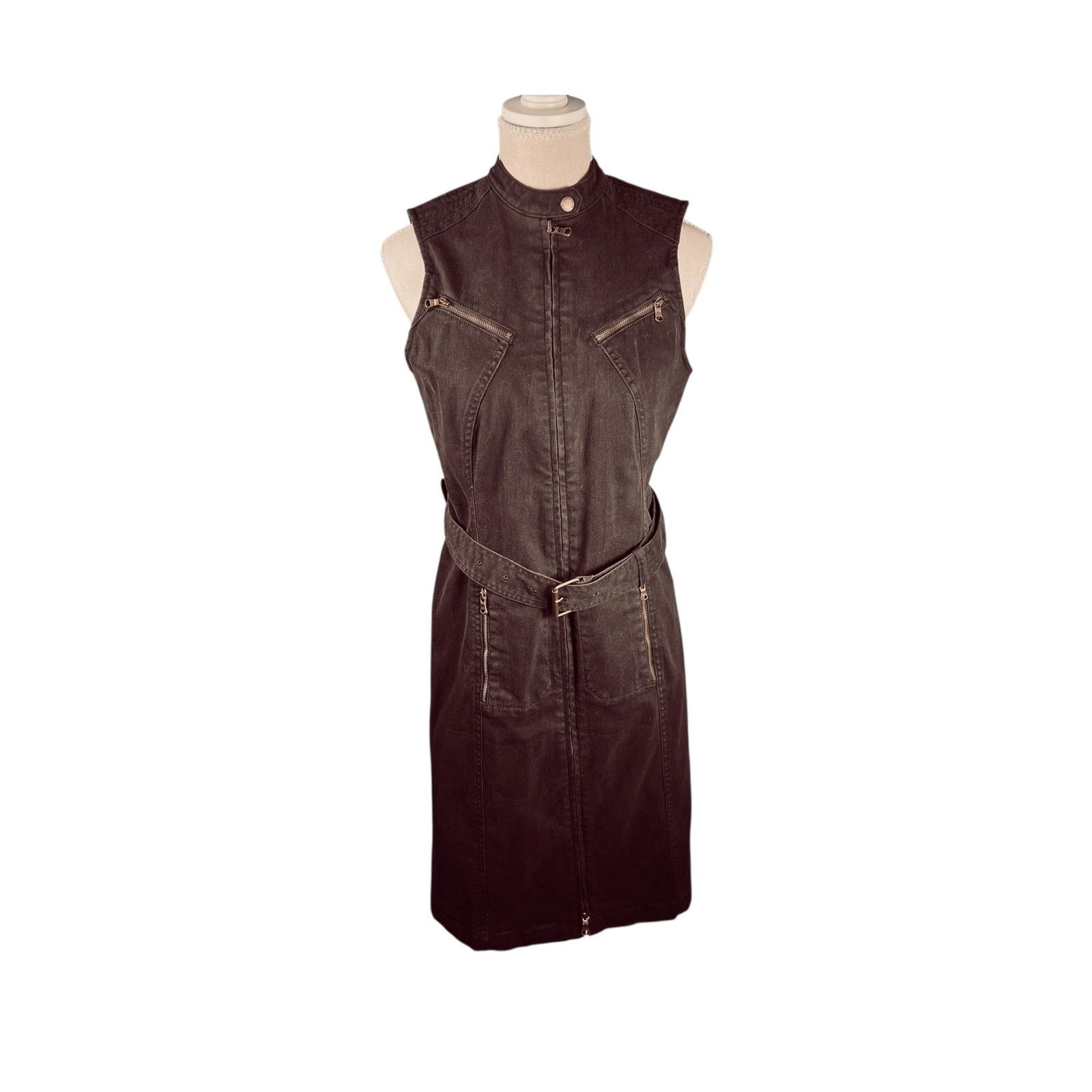 Lauren Ralph Lauren Lauren Ralph Lauren Brown Belted Zip Front Denim Dress Sz 6 Size M / US 6-8 / IT 42-44 - 1 Thumbnail