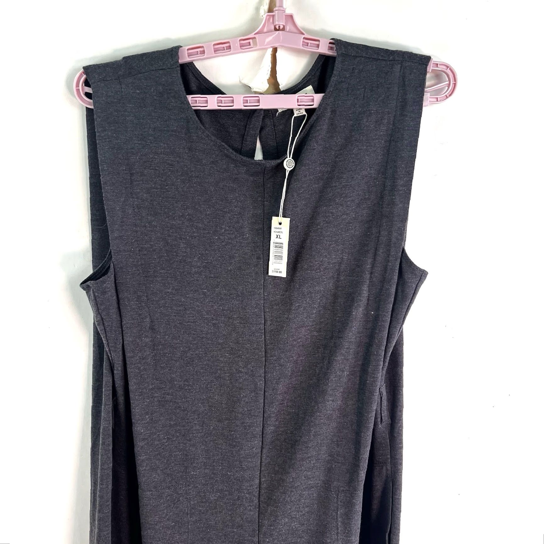 Vintage Max Studio Jumpsuit Womens XL Charcoal Sleeveless Tie Jumper 48X27 Wide Leg NWT Size XL / US 12-14 / IT 48-50 - 3 Thumbnail