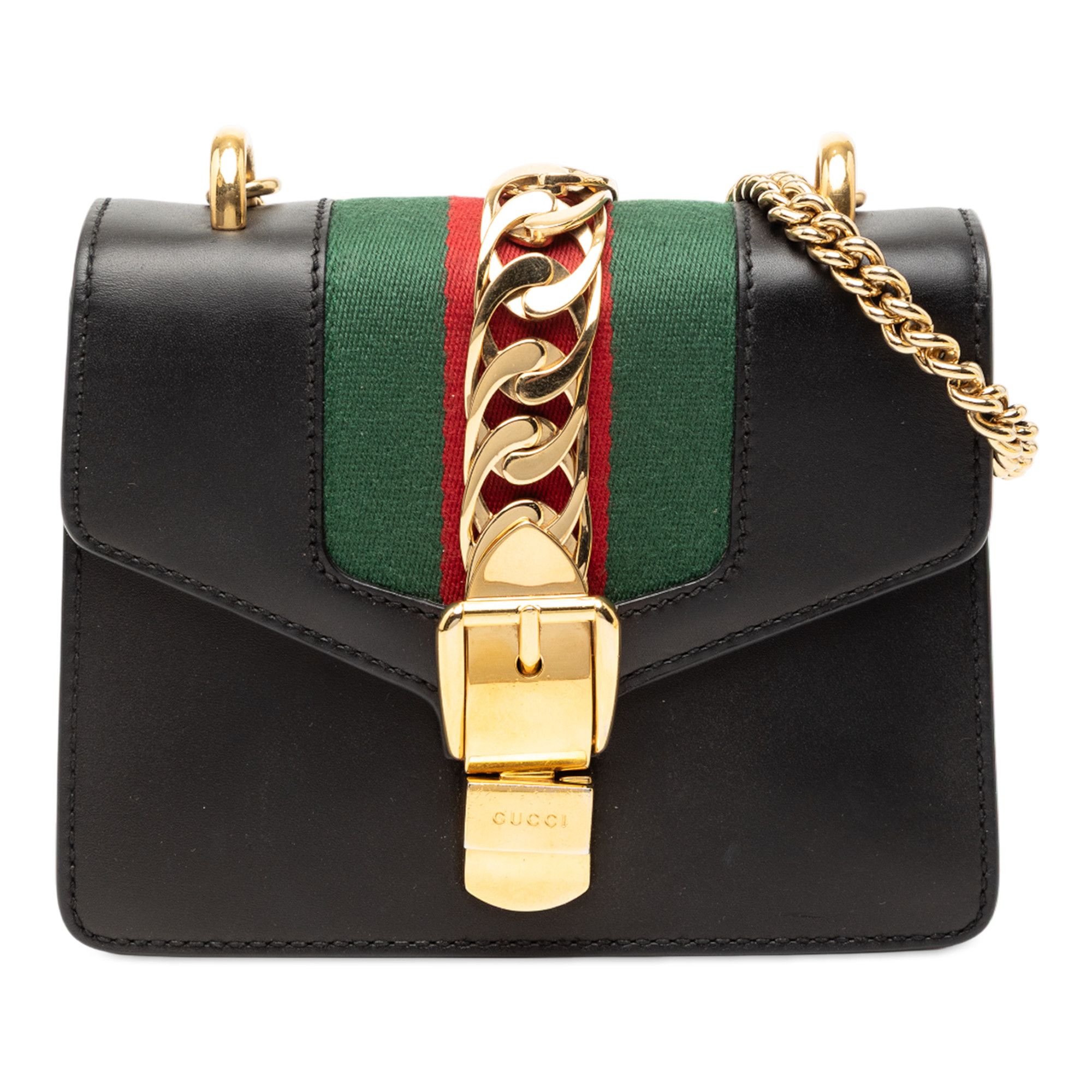 Gucci Gucci Mini Leather Web Sylvie Chain Crossbody Size ONE SIZE - 1 Thumbnail