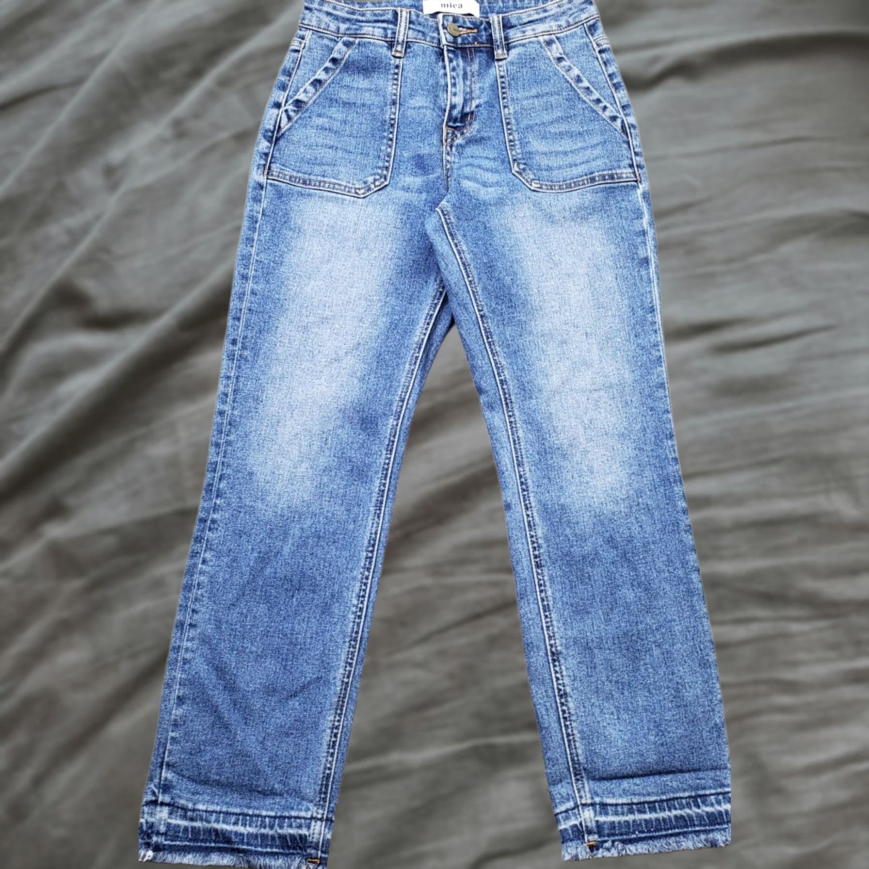 Vintage Mica Jeans Womens Size 24 Blue Flat Front High Waisted Straight Leg Den​im - Los Angeles - 5-Pocket - Regular Fit Size 42" / US 20 - 1 Thumbnail