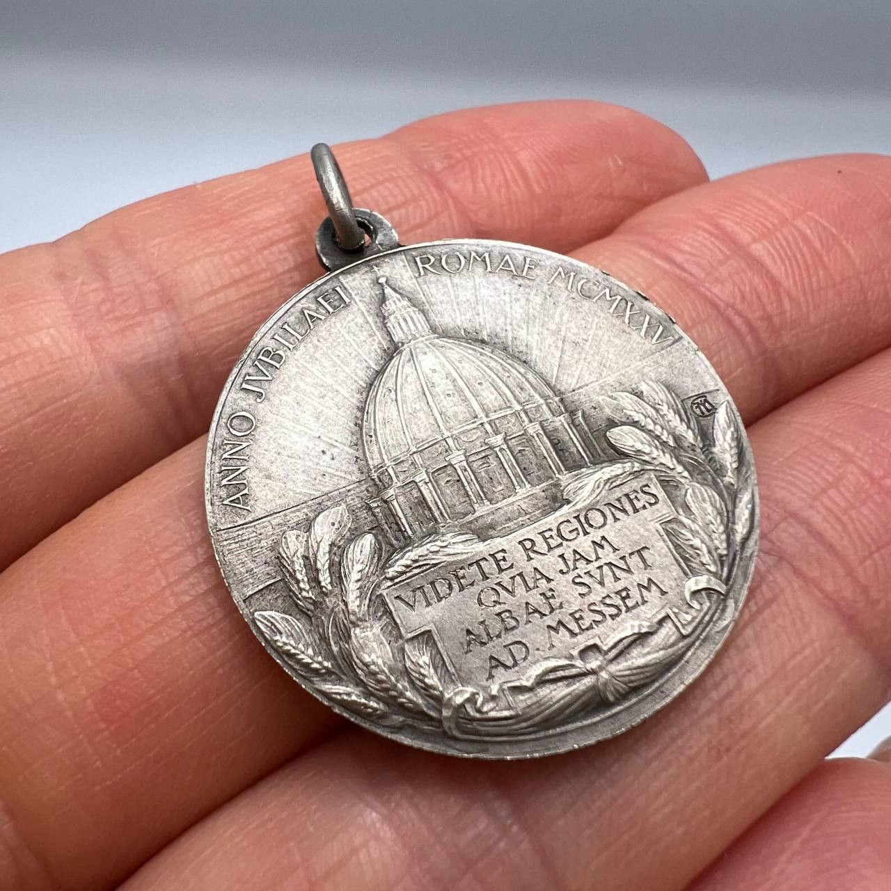 Vintage 1925 Antique Christian Medal Pendant Silver Pope Pius XI Size ONE SIZE - 3 Thumbnail