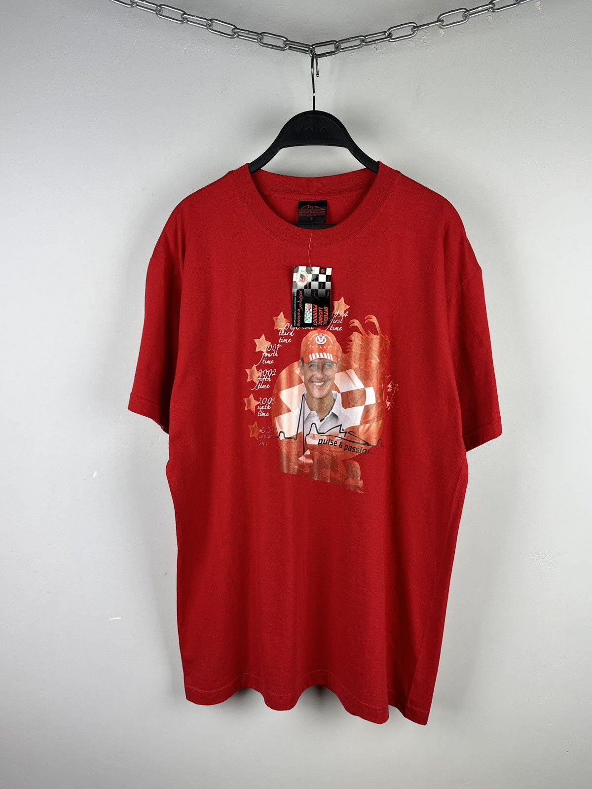 Ferrari × Vintage NEW! Michael Schumacher Pulse Passion F1 Time Champion Tee Size US L / EU 52-54 / 3 - 1 Thumbnail