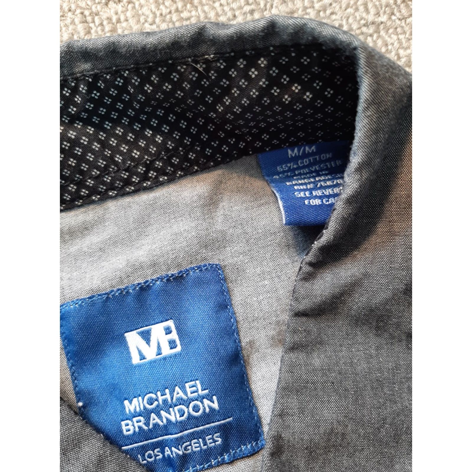 Vintage Michael Brandon Button-Up Shirt Adult Medium M Long Sleeve Gray Button Down Size US M / EU 48-50 / 2 - 2 Thumbnail