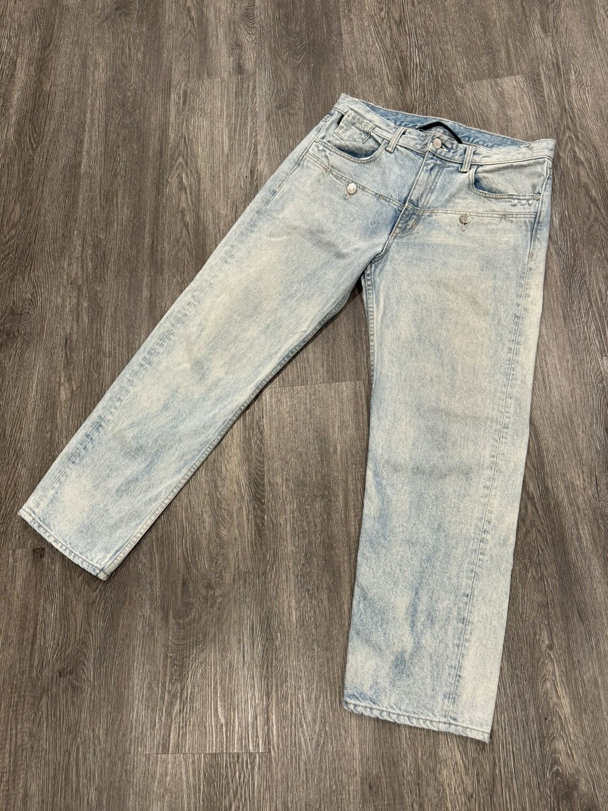 Helmut Lang Light Wash Denim Double Waist Front Pocket Pants