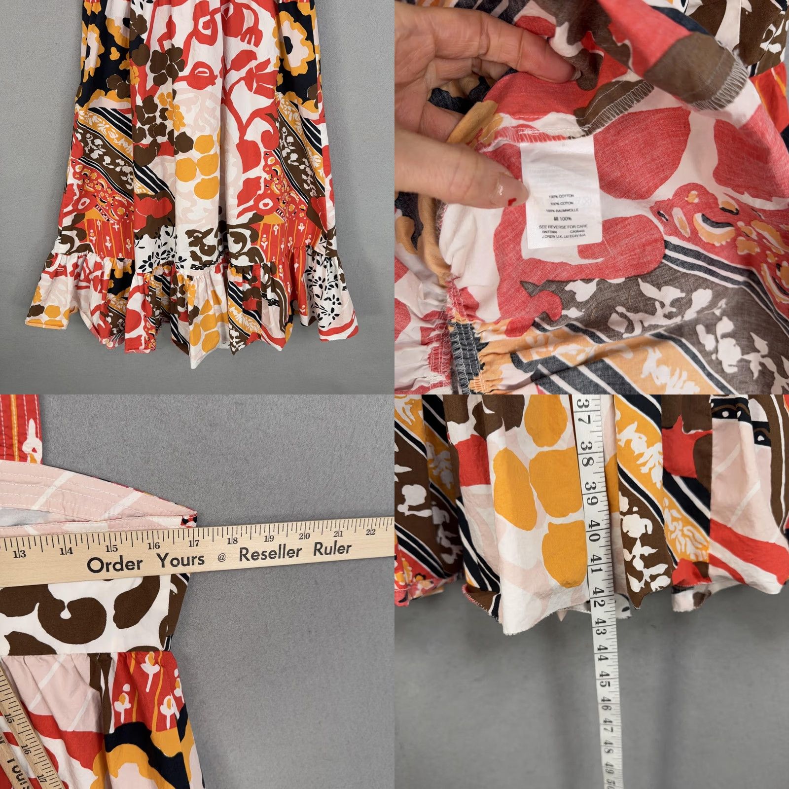 J.Crew J.CREW Dress Womens 6 Multicolor Floral Strappy Sundress Ruffle Hem Boho Cotton Dress Size M / US 6-8 / IT 42-44 - 8 Thumbnail