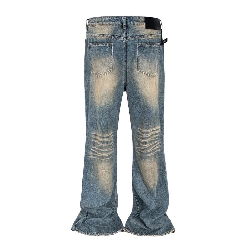 Japanese Brand Vintage Washed Dirty Yellow Mud Baggy Jeans Size US 33 - 5 Thumbnail