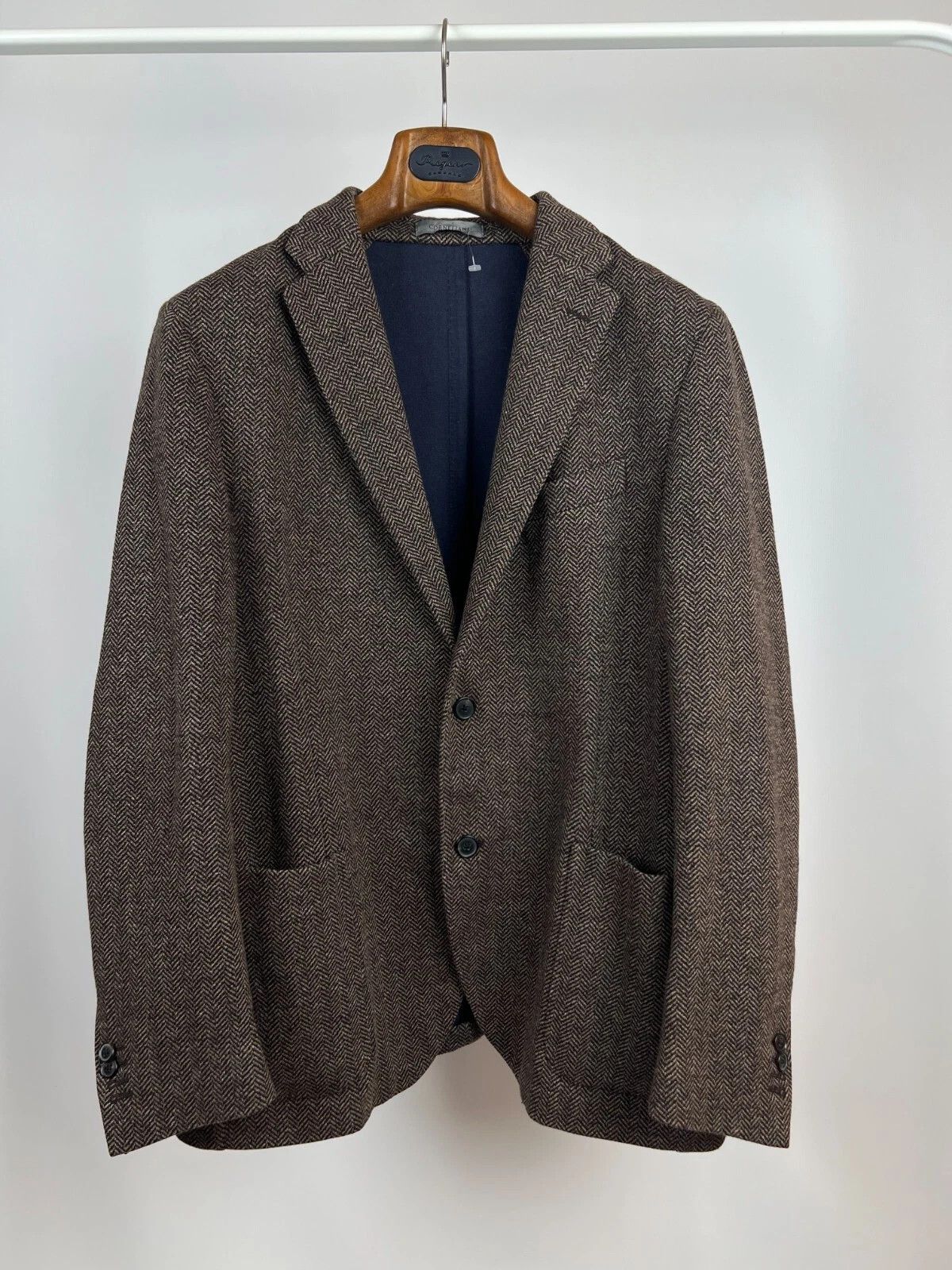 Corneliani Corneliani Wool Blend Herringbone Italian Blazer Jacket Size 44R - 5 Thumbnail
