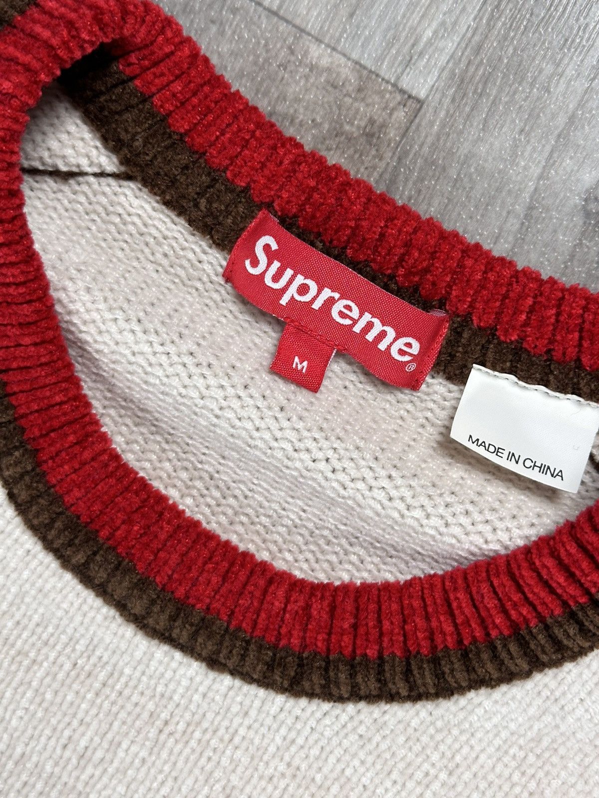 Supreme Supreme Stripe Chenille Sweater Natural | Grailed