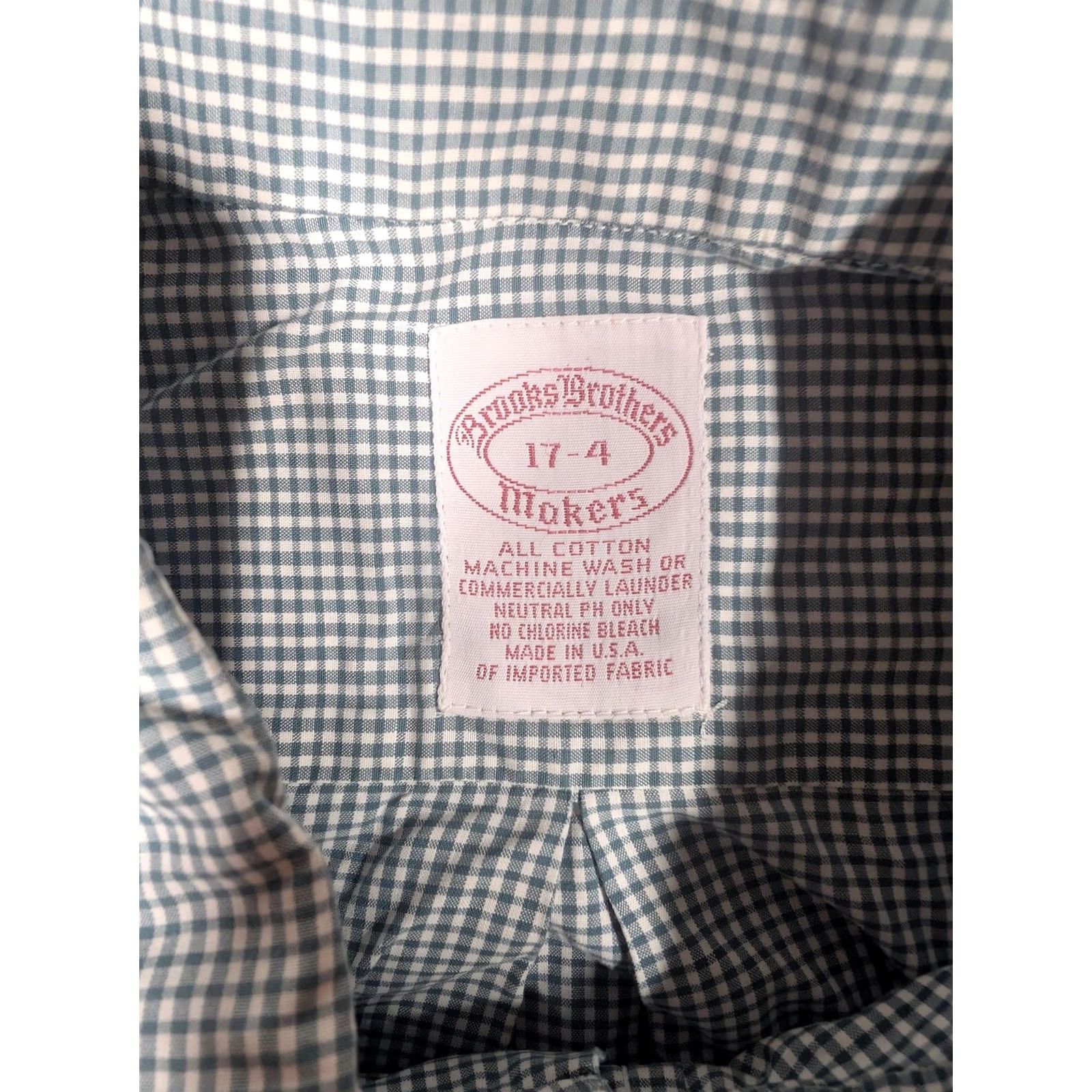 Brooks Brothers VINTAGE Brooks Brothers Shirt Mens 17-4 Green Gingham Button-Down USA 90s Dress Shirt Mens Size US XL / EU 56 / 4 - 6 Thumbnail