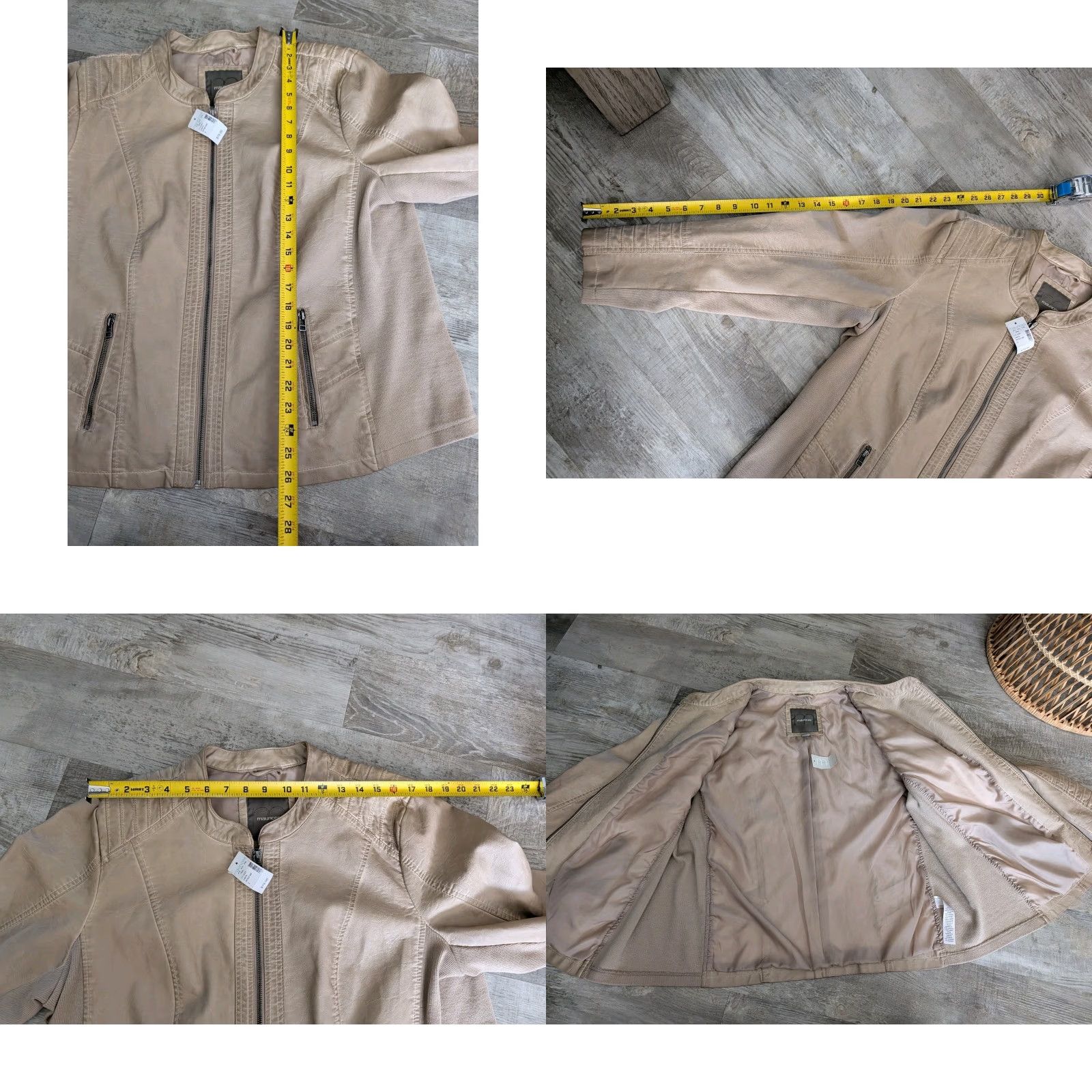 Vintage Maurices NWT Womens Size 2 Faux Leather Moto Jacket Coat Zipper Ribbed Knit Sides Short Length Long Sleeve Motorcycle Jacket Modern Punk Beiges Size XS / US 0-2 / IT 36-38 - 8 Thumbnail