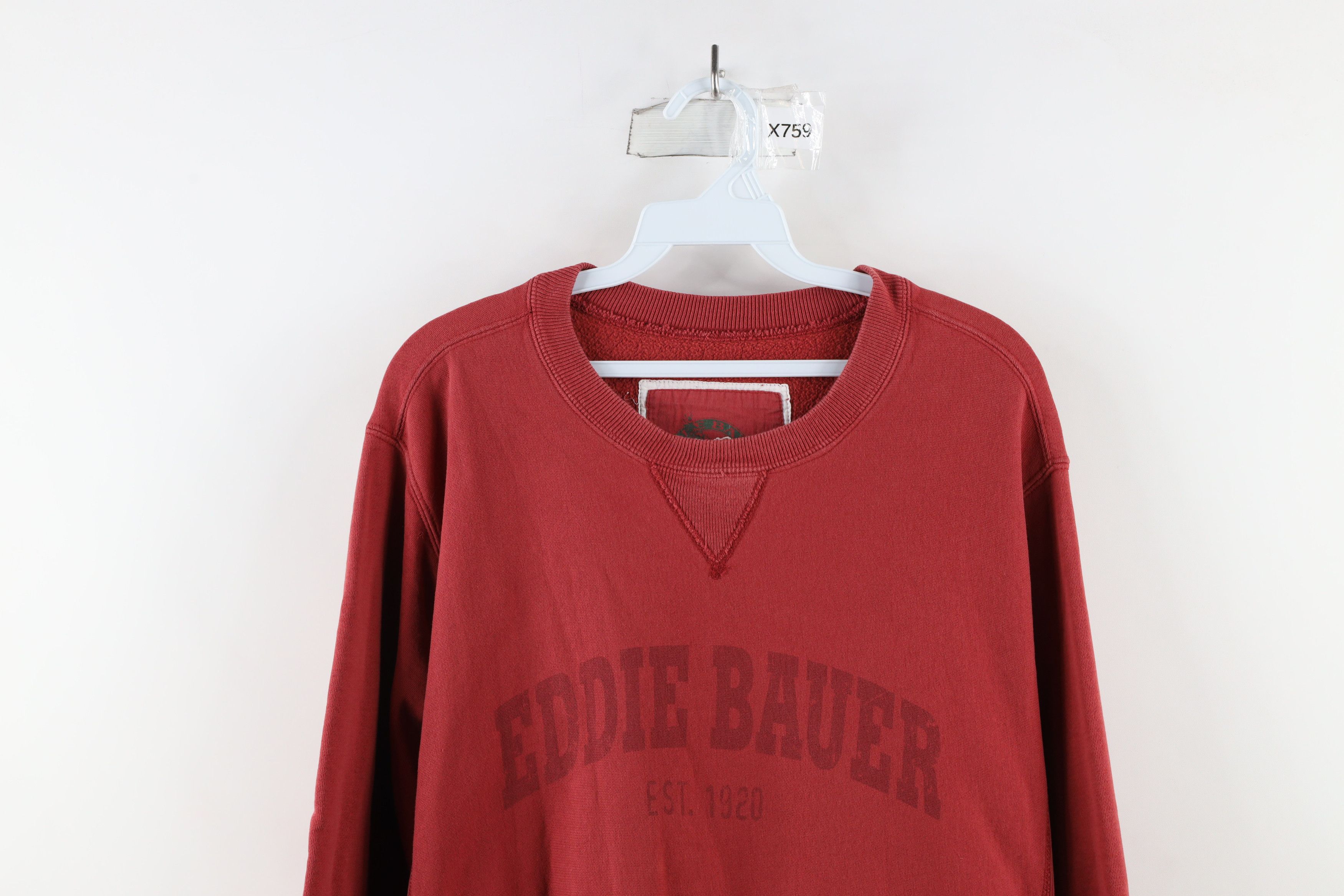 Eddie Bauer × Vintage Vintage Eddie Bauer Spell Out Block Letter Sweatshirt Red Size US L / EU 52-54 / 3 - 2 Thumbnail