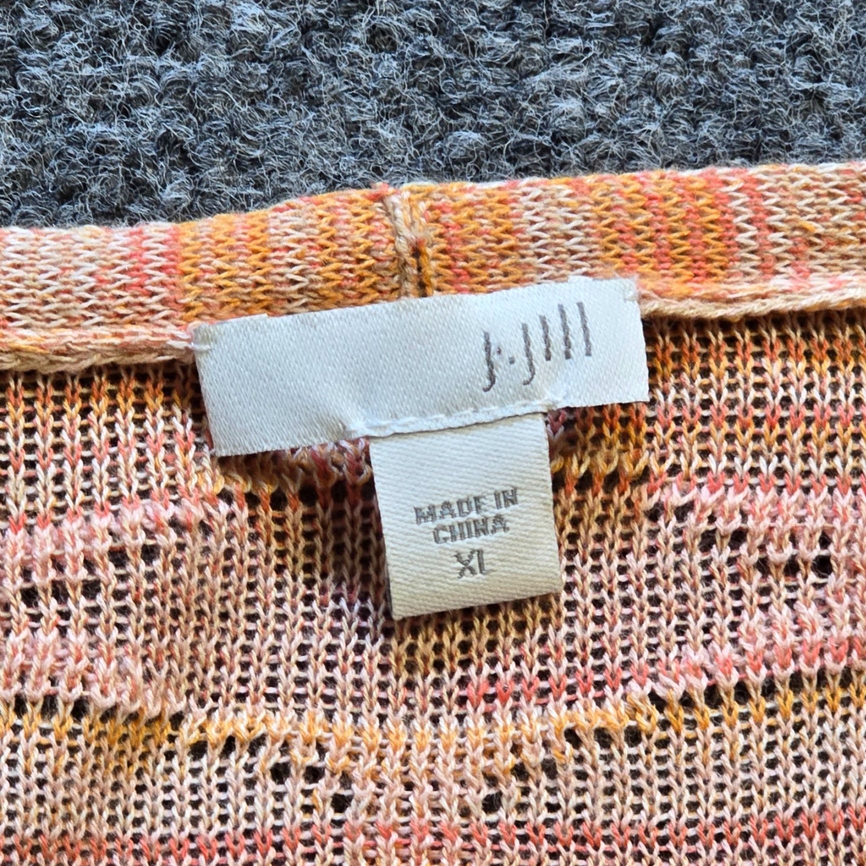 J. Jill J Jill Cardigan Womens XL Orange Striped Linen Blend Open Duster Sweater Casual Size XL / US 12-14 / IT 48-50 - 3 Thumbnail