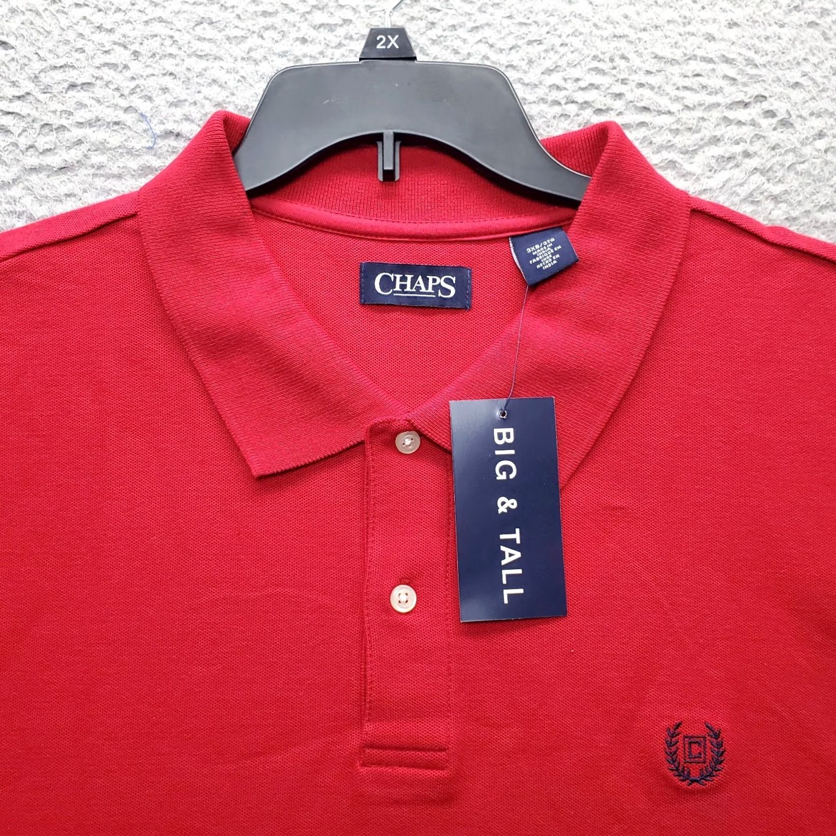 Chaps Chaps Mens Polo Shirt Big 3XB Red Short Sleeve Golf Performance Slit High Low Popover Shirt Size US XXL / EU 58 / 5 - 6 Thumbnail