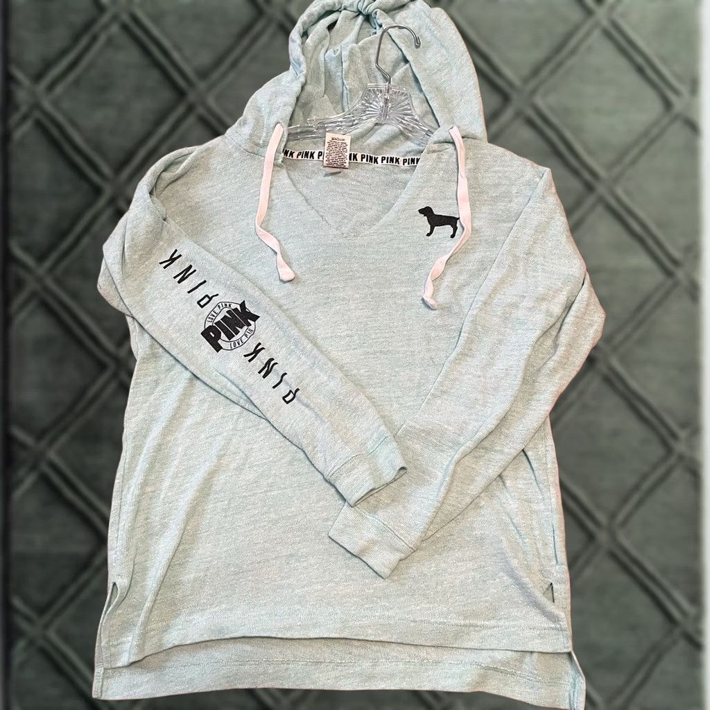 Victoria's Secret VINTAGE Victoria's Secret PINK Beach Fleece Pullover Tunic Hoodie Mint Lt Turquoise S Hoodie Womens, Beach, 90s, Angel, College, Fairytale & Fantasy Size S / US 4 / IT 40 - 1 Thumbnail