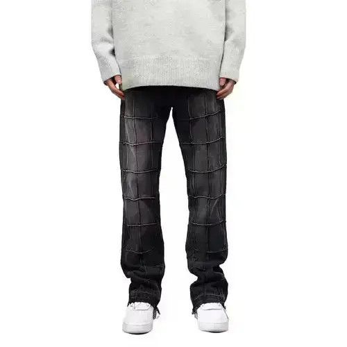 Japanese Brand Plaid Stacked Denim Jeans Size US 32 / EU 48 - 3 Thumbnail