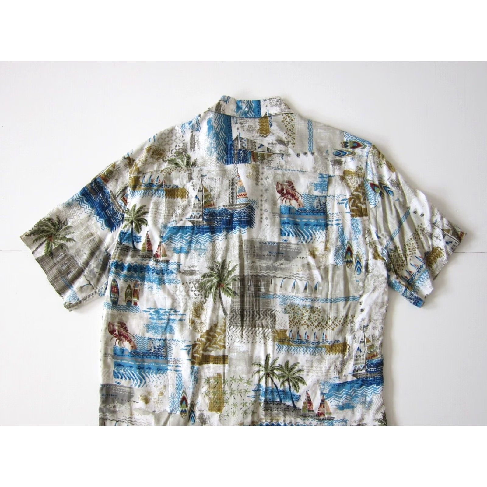 Vintage Campia Moda 100% Rayon Blue Pink Lobster Surf Floral Hawaiian Shirt Men Large Size US L / EU 52-54 / 3 - 5 Thumbnail