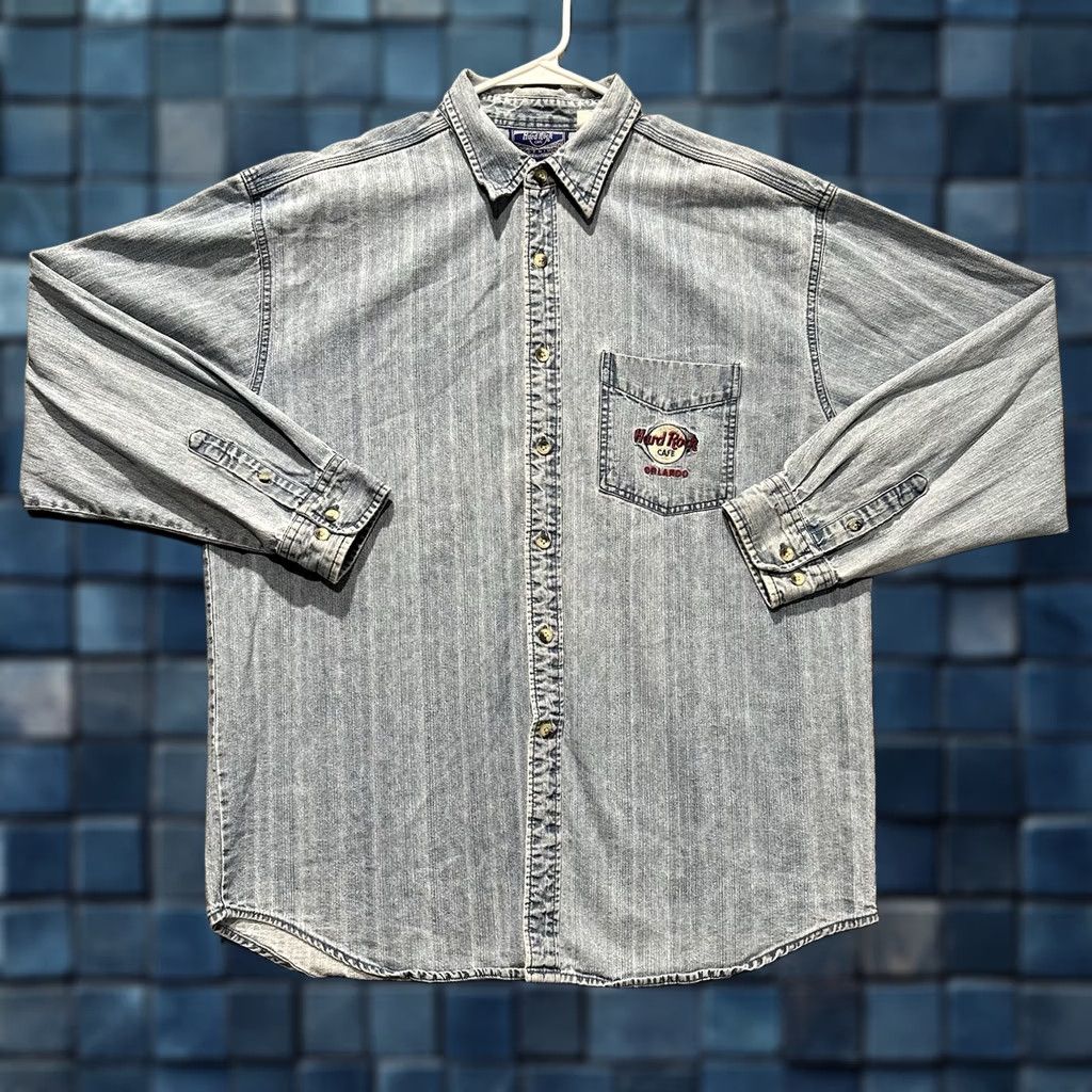 Hard Rock Cafe Vintage Hard Rock Cafe Shirt Mens XL Blue Denim Embroidered Orlando Button Up Size US XL / EU 56 / 4 - 1 Thumbnail